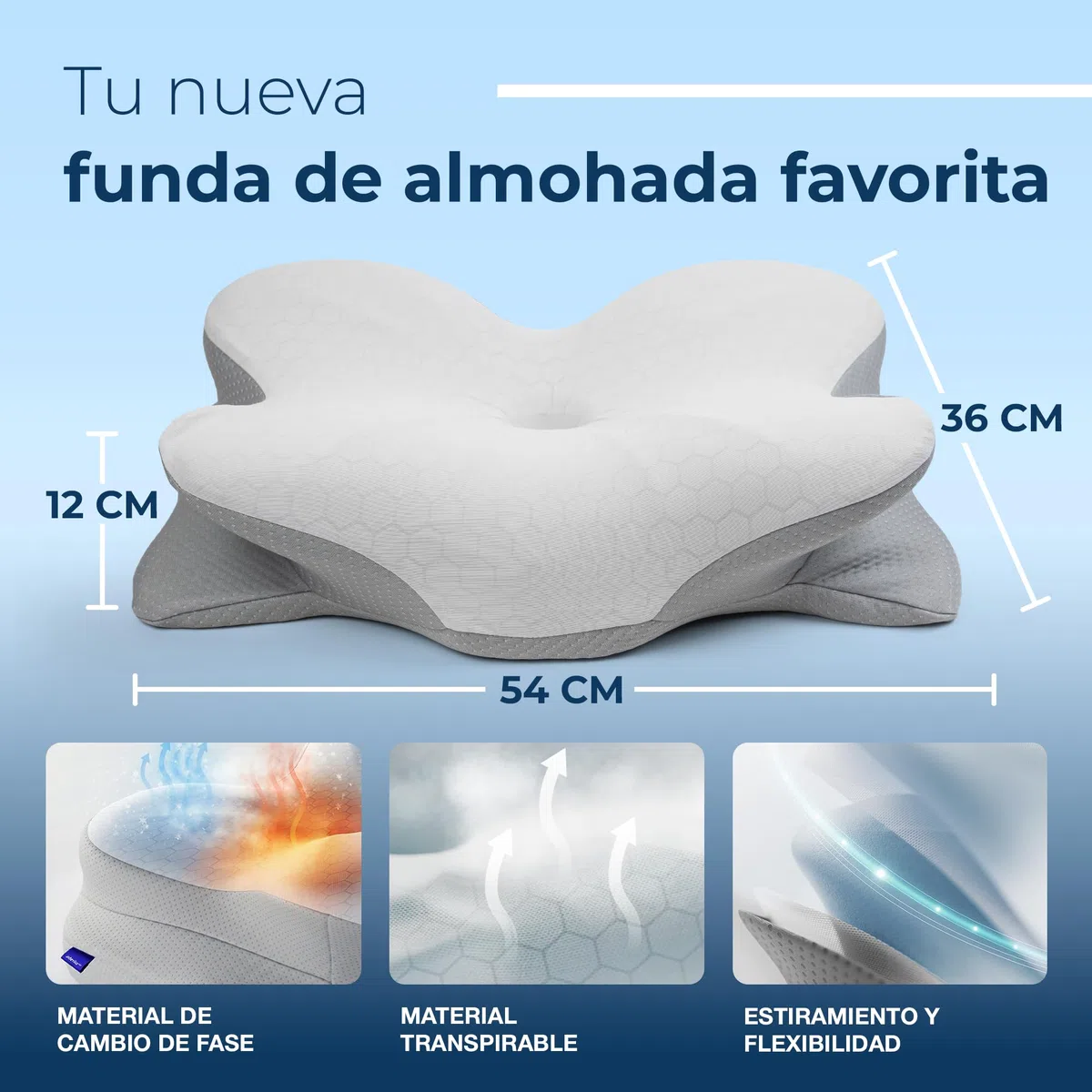 Derila Ergo Funda de Almohada Térmica con PCM – Funda con Regulación de Temperatura Refrescante y Cálida