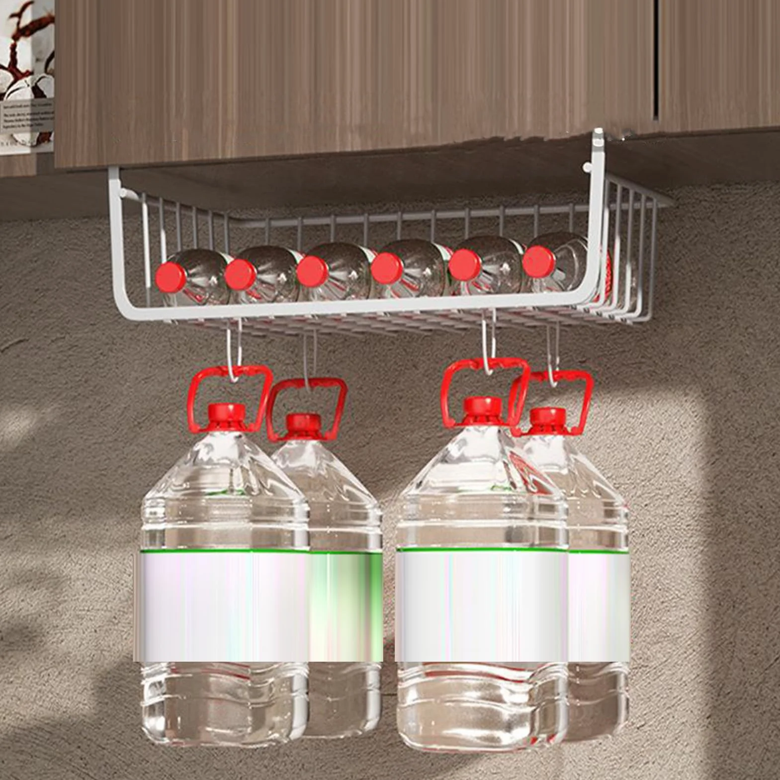 BEIJIALY 2 Piezas Cesta de Almacenamiento Colgante Debajo del Estante, Organizador de Metal para Debajo del gabinete, Cesta de Alambre Multiusos de Metal para Cocina, Oficina, despensa, Escritorio