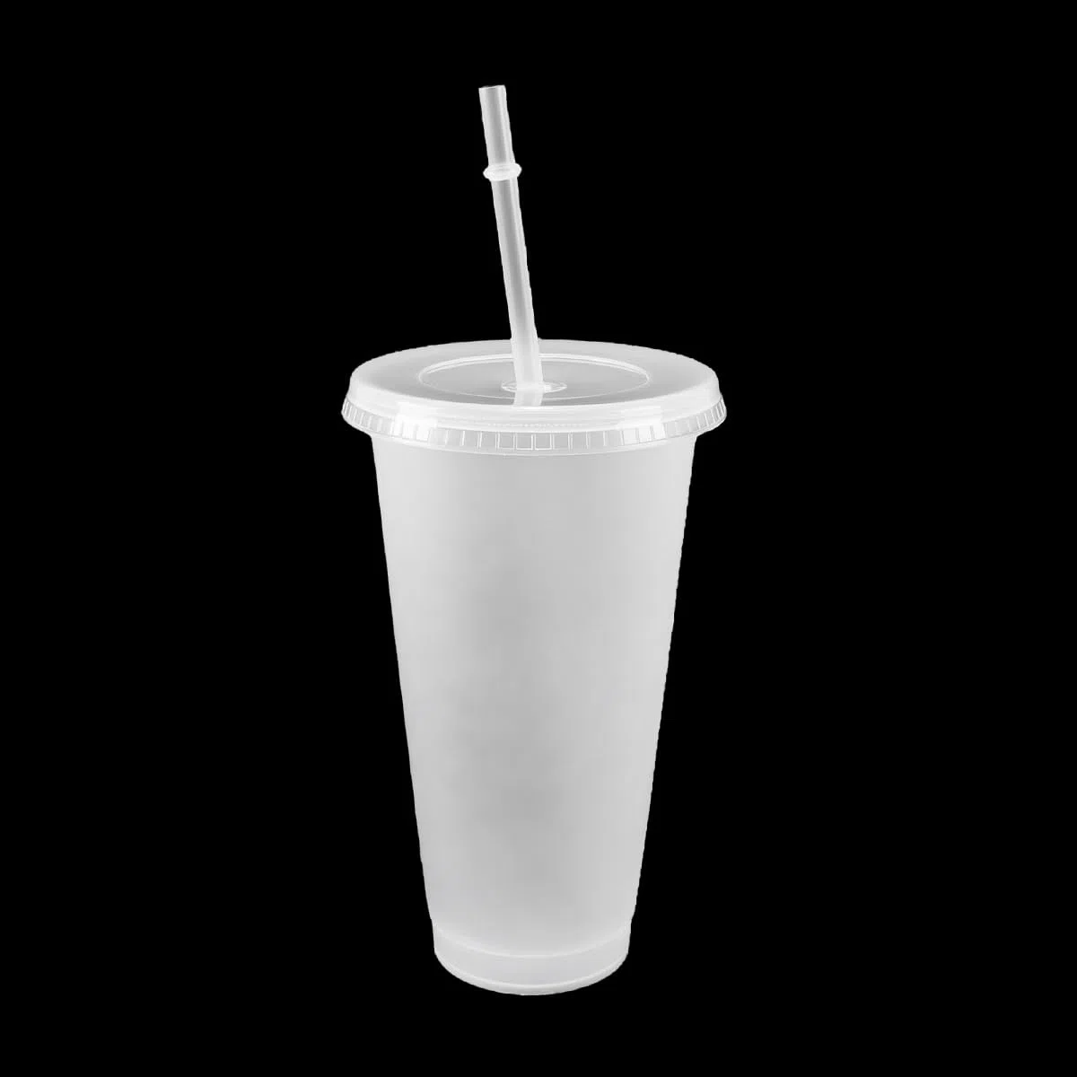 Ludom 10 vasos de plástico reutilizables, vasos fríos de 24 onzas con tapa y popote, taza de plástico PP para jugos de cumpleaños, fiesta en la playa (transparente)