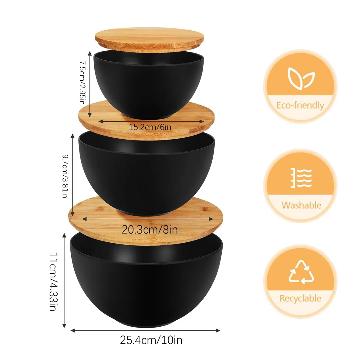 Cuenco Para Mezclar Almacenamiento Servicio Apilables | Recipientes Apilables para Snacks Para Preparar y Almacenar Comida, Ensaladas, Frutas y Verduras, Pan y Aperitivos en la