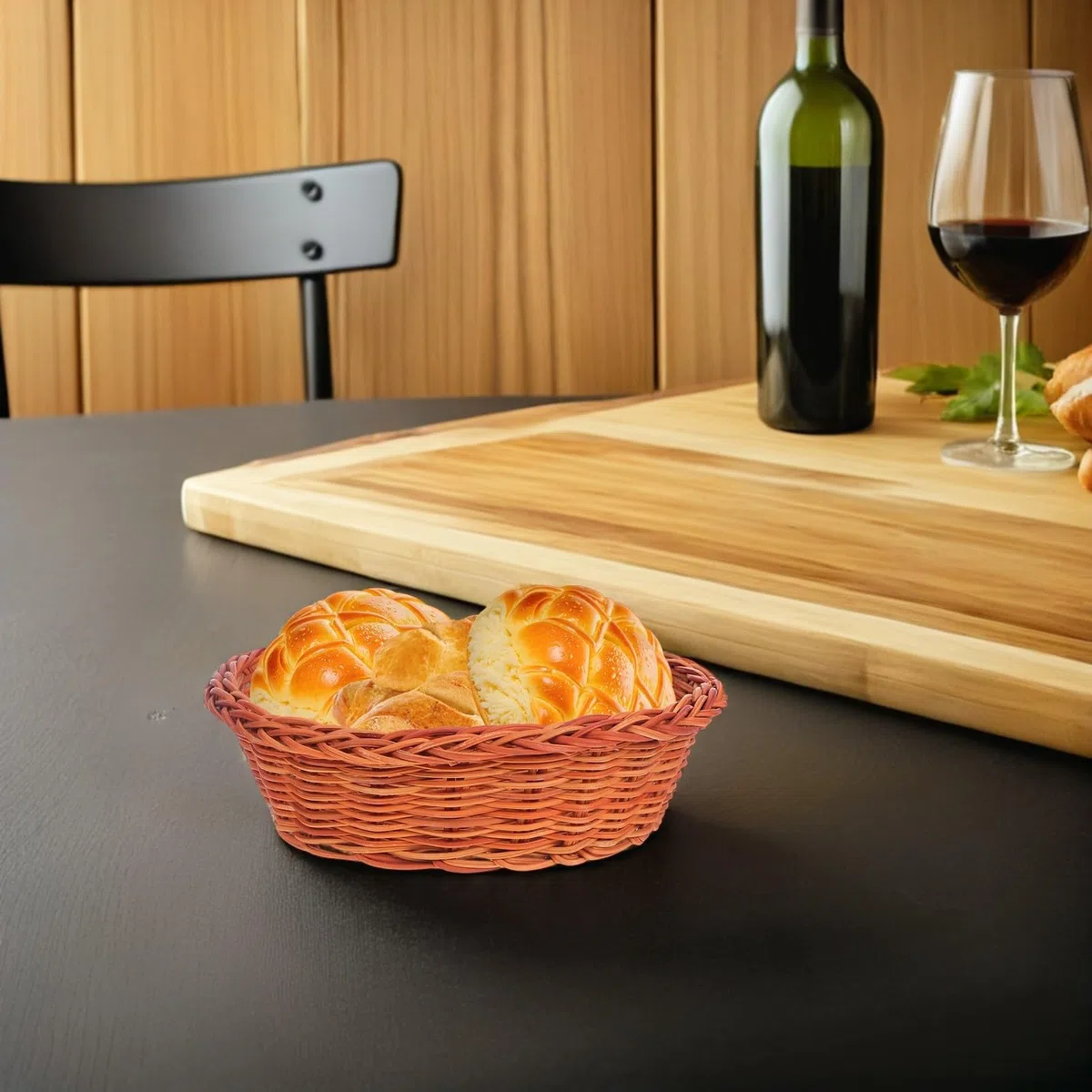 GANAZONO Cestas de Ratán Ovaladas para Pan y Galletas, 10 Piezas Apilables para Uso en Fiestas y Organización de Alimentos