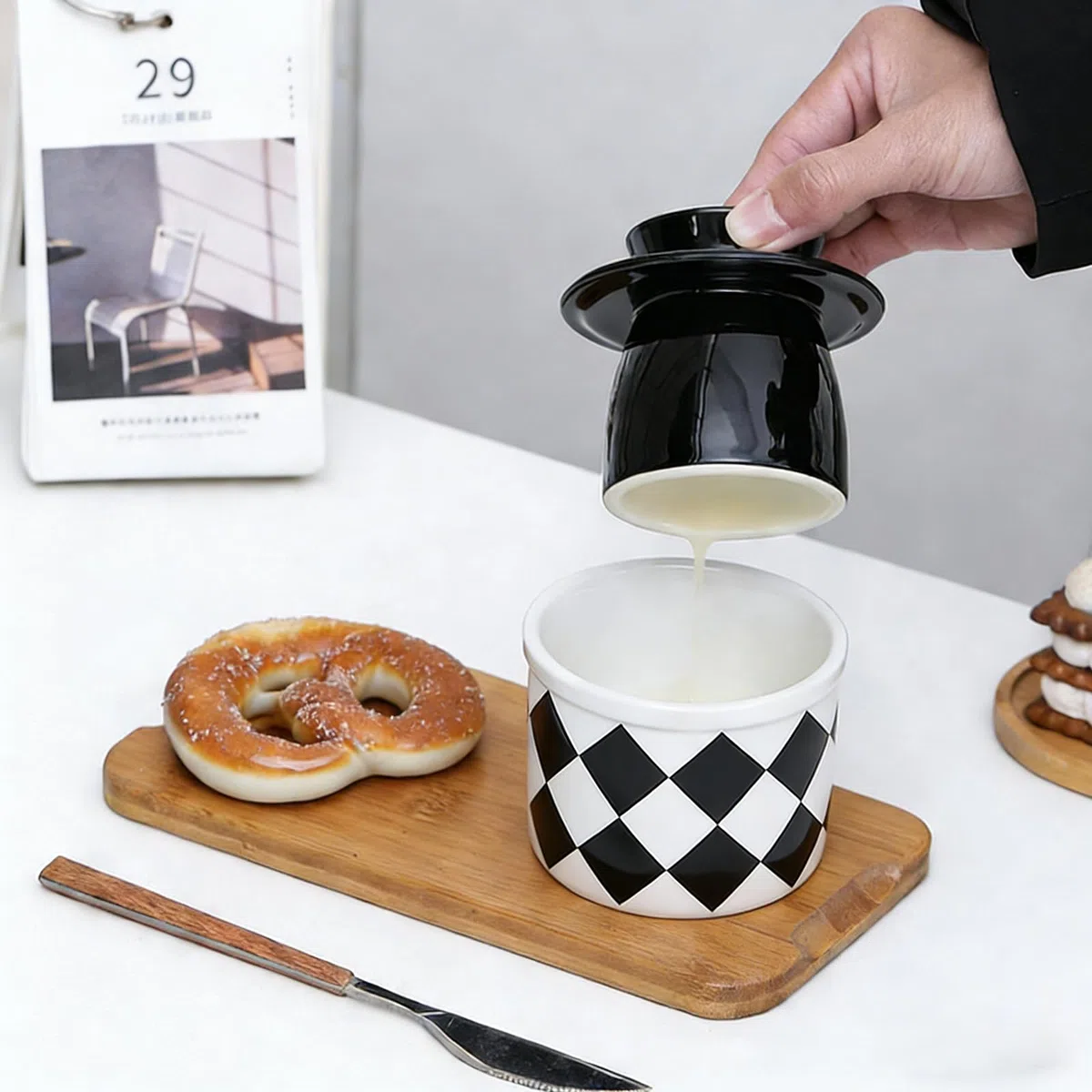 Mantequera de Porcelana,Mantequillera de Cerámica,Mantequilleras con línea de agua,Mantequera de cerámica con tapa,para guardar mantequilla fresca,Apta para Lavavajillas