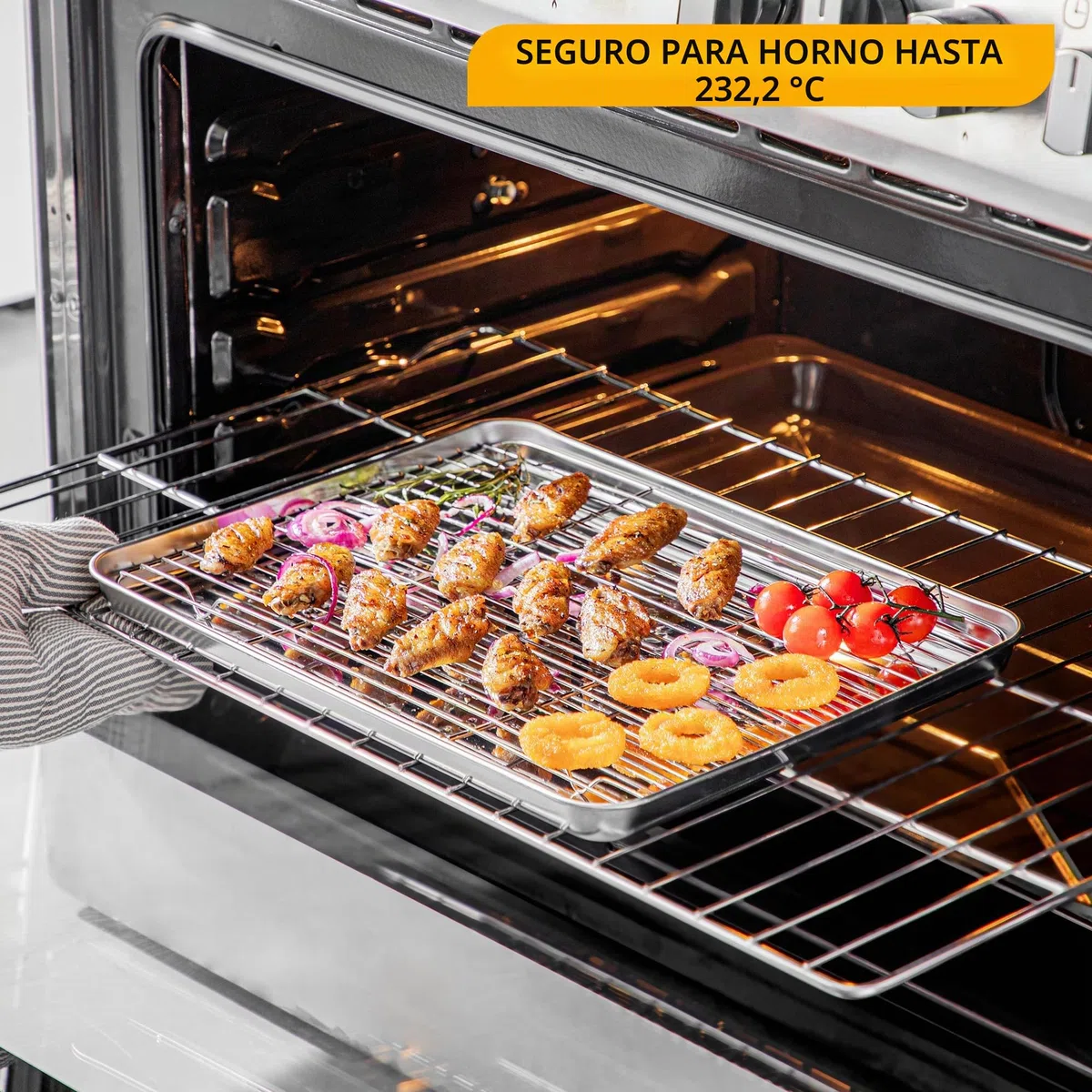 Velaze Bandeja de Horno con Rejilla de Enfriamiento (2 Sartenes + 2 Rejillas), de Acero Inoxidable, con Rejilla de Cocina, no Tóxico y Saludable, Inoxidable, Fácil de Limpiar y Apto para Lavavajillas