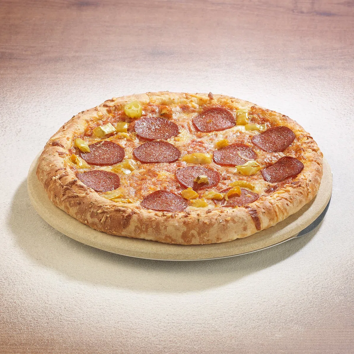 Pizza Calculculo: Piedra para Pizza Redonda con Bandeja de Aluminio, diámetro 26 cm (Piedra para Pizza para Horno)