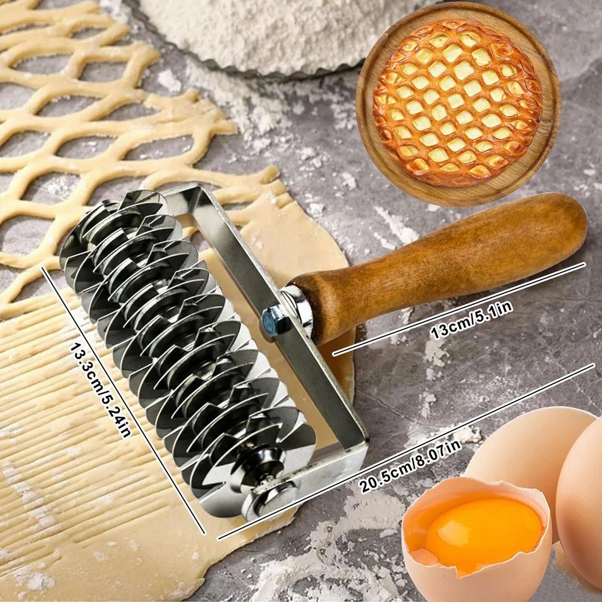 Rodillo Cortador Hojaldre, Cortador De Hojaldre Enrejado Longitud: 20,5 Cm Rodillo Rejilla Hojaldre Rodillo Para Enrejado De Masa Ideal Para Empanadas, Hojaldres, Pasteles