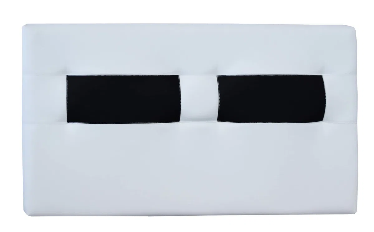 ONEK-DECCO Cabecero de Cama tapizado en Polipiel Mod. Málaga - Cabeceros Originales para Niños, Juvenil y Matrimonio de 70 cm. Alto – Cabezal de Colgar (150x70, Blanco-Negro)