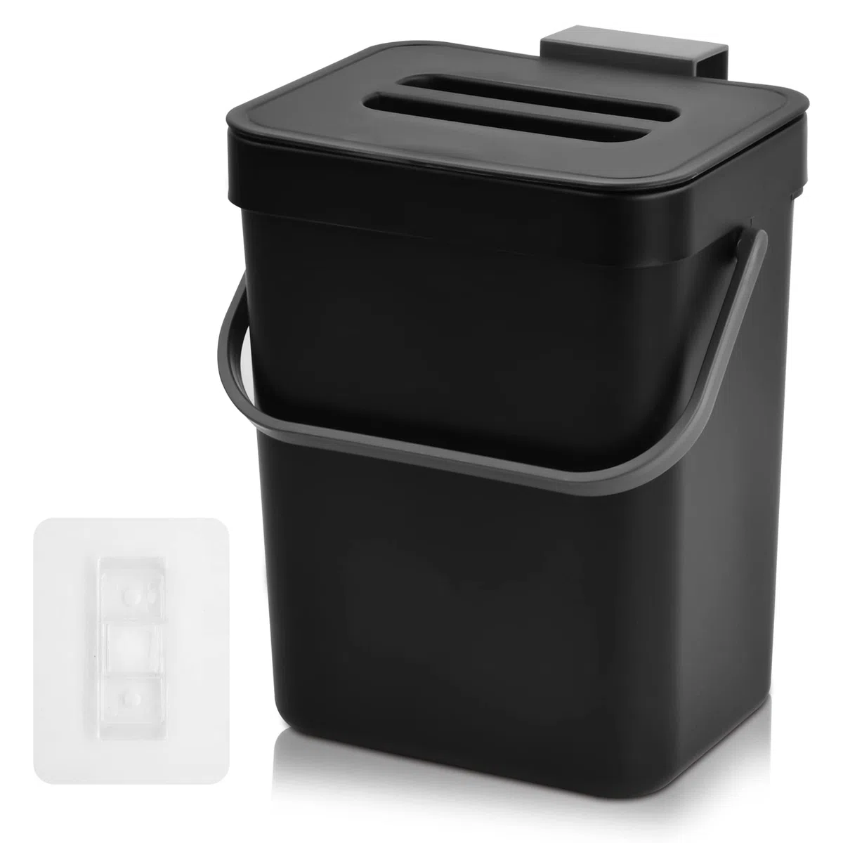 Contenedor de Compostaje para Cocina 3L, Cubos de Basura Colgando Bote de Basura Pequeño, Cubeta de Compostaje Interior para Coche Baño y Oficina (Negro)