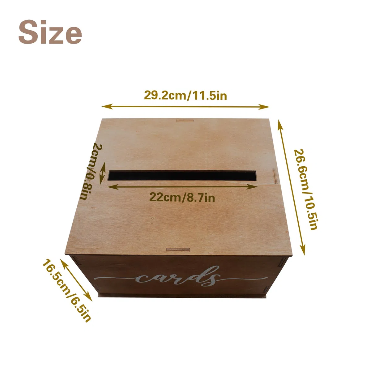 Caja de tarjetas de boda 29,2x26,6x16,5 cm Caja de regalo rústica con Ranura y Tapa Organizador de tarjetas de fiesta para Boda Aniversario Fiesta Duchas de Bebé Cumpleaños