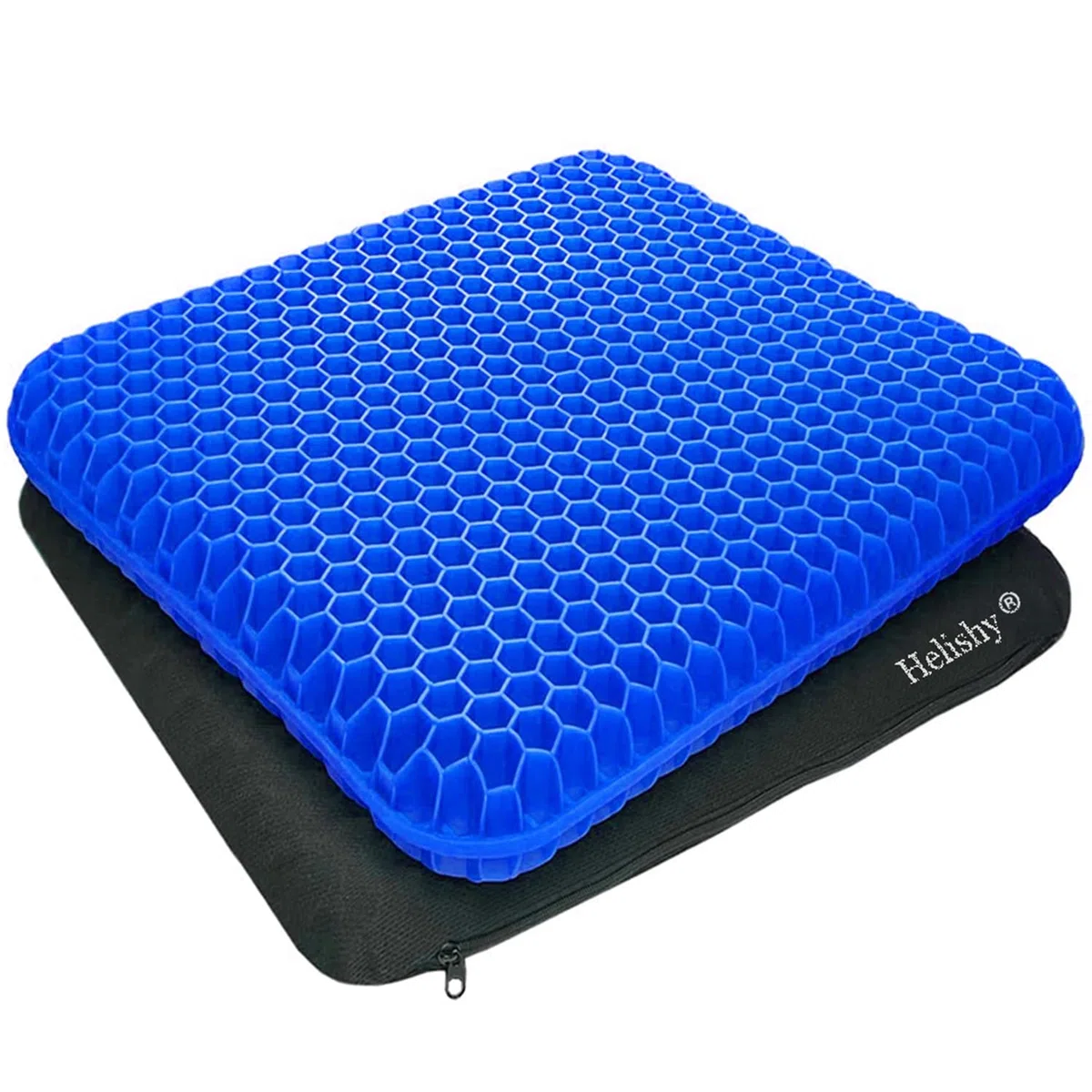 Angushy - Cojín de gel para silla de coche, transpirable, con funda antideslizante para silla de ruedas de coche, diseño de panal de abeja