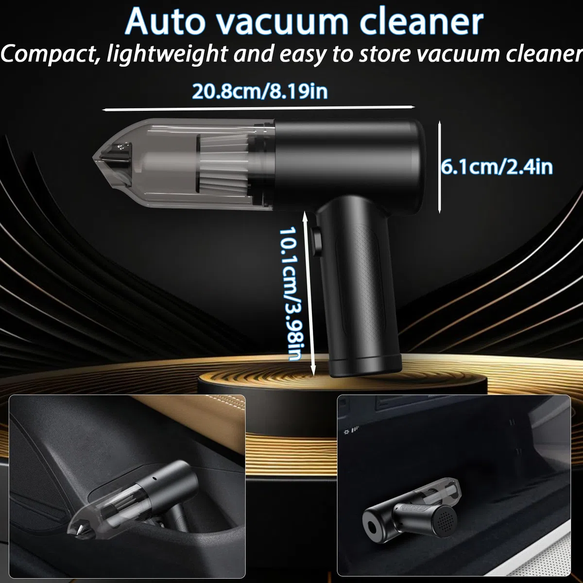 2026 Aspiradora de Mano,22000PA Aspiradora Mini 4 en 1 Sin Cable, Autovaciado con un Solo Botón y, 3 Niveles de Succión Motor sin Escobillas, para el/HogarPelos/Animales/Cocina (Negro)