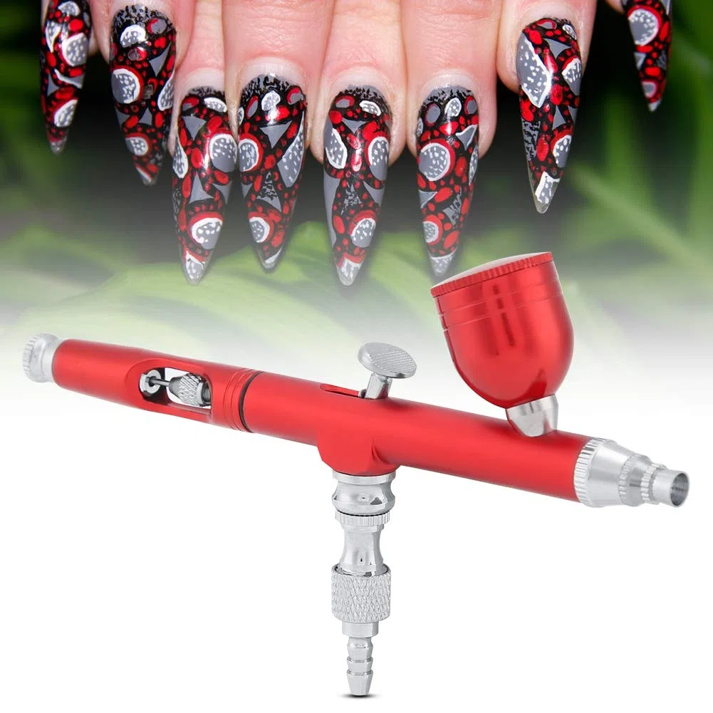 Aerógrafo, MAGT 0,3 mm de Doble acción de Gravedad aerógrafo multifunción, Pintura de Arte para Pintura en Aerosol, Tatuaje de uñas, Kit Rojo