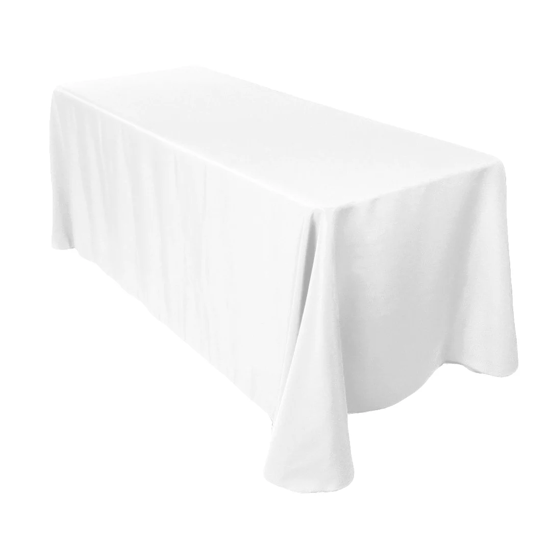 Trimming Shop Mantel Tela Duradero Mantel Adornos Boda Banquetes Corporativo Fiestas Eventos - Blanco, 70 x 108 Inch Rectangle - 5pcs
