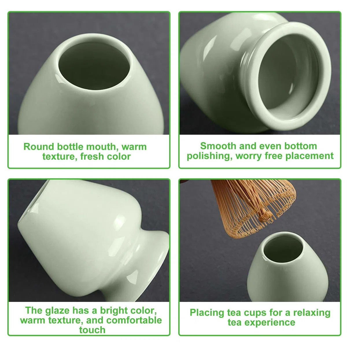 BAIFULAI Juego de 5 Matcha, juego de té matcha, juego de batidores Matcha, cuenco de cerámica, cucharilla, soporte para batidor, accesorio japonés para ceremonia matcha
