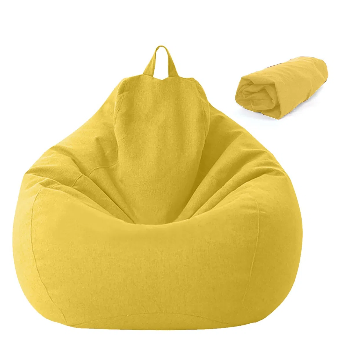 Puf para niños y Adultos, 100 x 120 cm, Funda sin Relleno, para Sacos de Frijoles con Cremallera, a Prueba de Polvo, no para Oficina, Dormitorio, terraza, salón (Amarillo, XL)