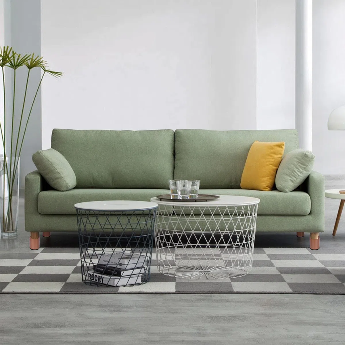 RCHYFFED Elevadores de Muebles 2,4 '' Alto de Acero, Elevador de Cama, Protege Suelos Pies de Mesa y Silla, Altura de Elevación de 5 cm para Sofá y Armarios, Patas de Somier con Autoadhesivo