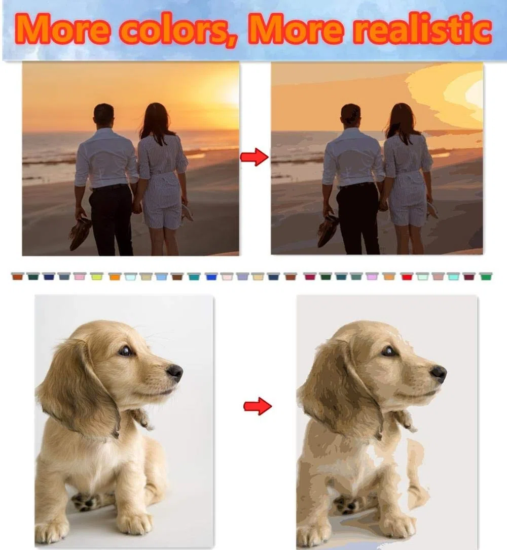 mnbhj Personalizados Para Pintar Por Números Para Adultos，Pintura Al Óleo Personalizada Según Tus Fotos,Pintura Al Óleo DIY Kit Para Principiantes,Regalos de Bricolaje（40 * 50CM，36 Coloress）