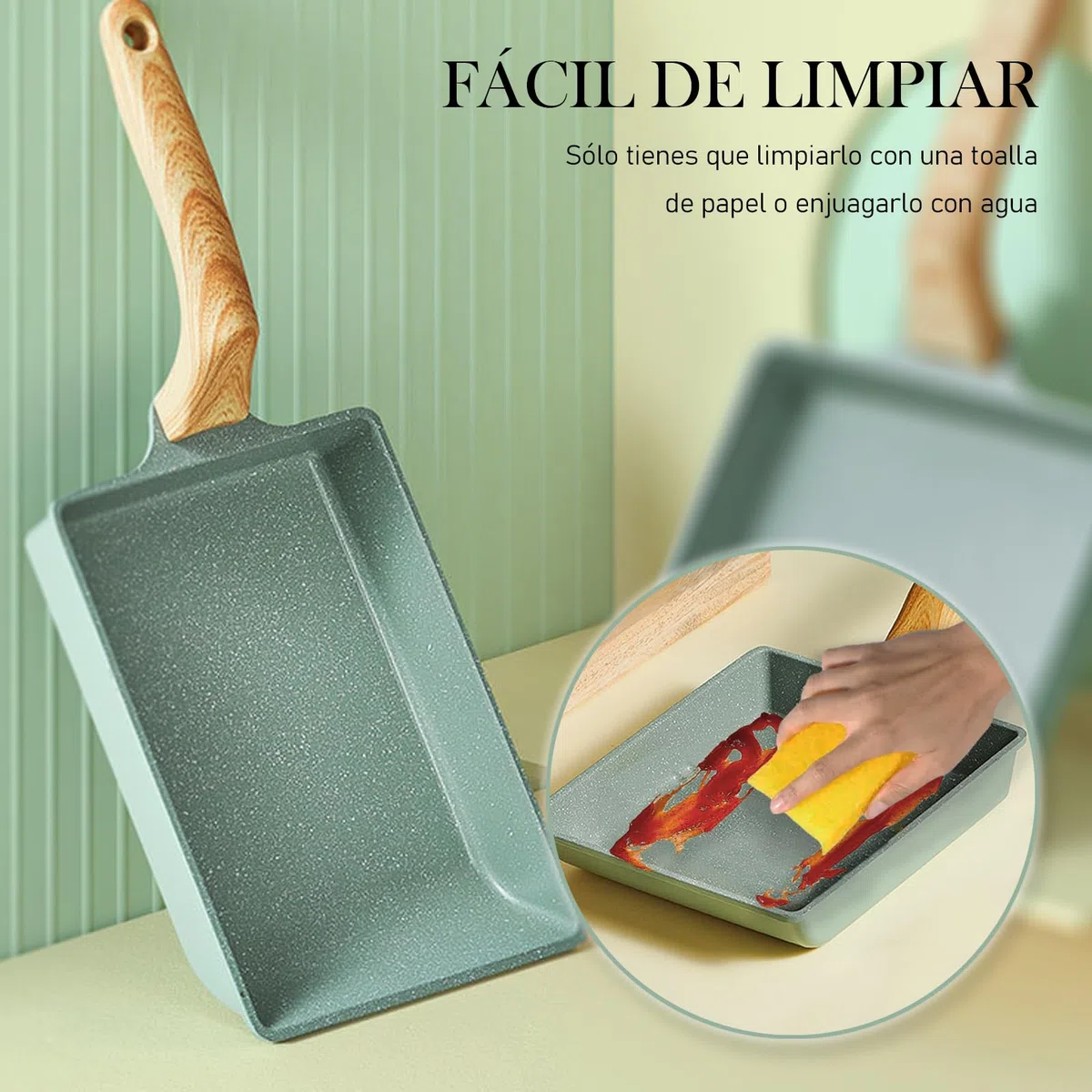 HARLIANGXY Tamagoyaki Sartén japonesa para tortillas con espátula de silicona, sartén cuadrada japonesa, revestimiento antiadherente(libre de FOA), 20x15cm