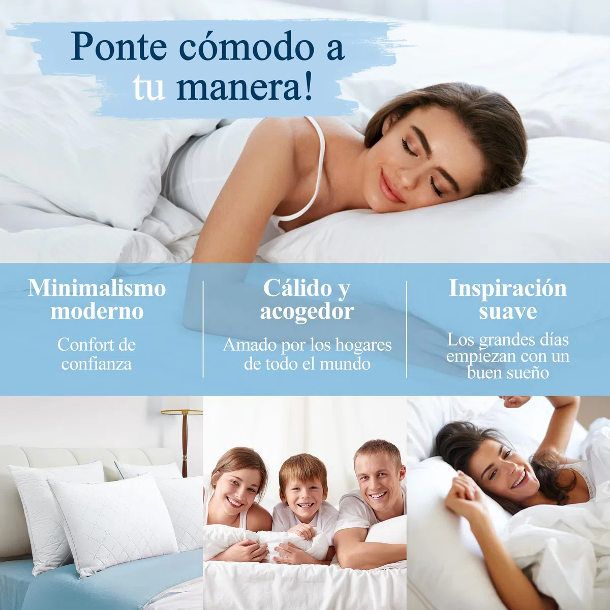 Orange Wave Almohadas 50x70 cm Pack de 2 – Microfibra hipoalergénica, Suaves y Transpirables, certificadas Oeko-Tex, Ideales para Dormir cómodamente