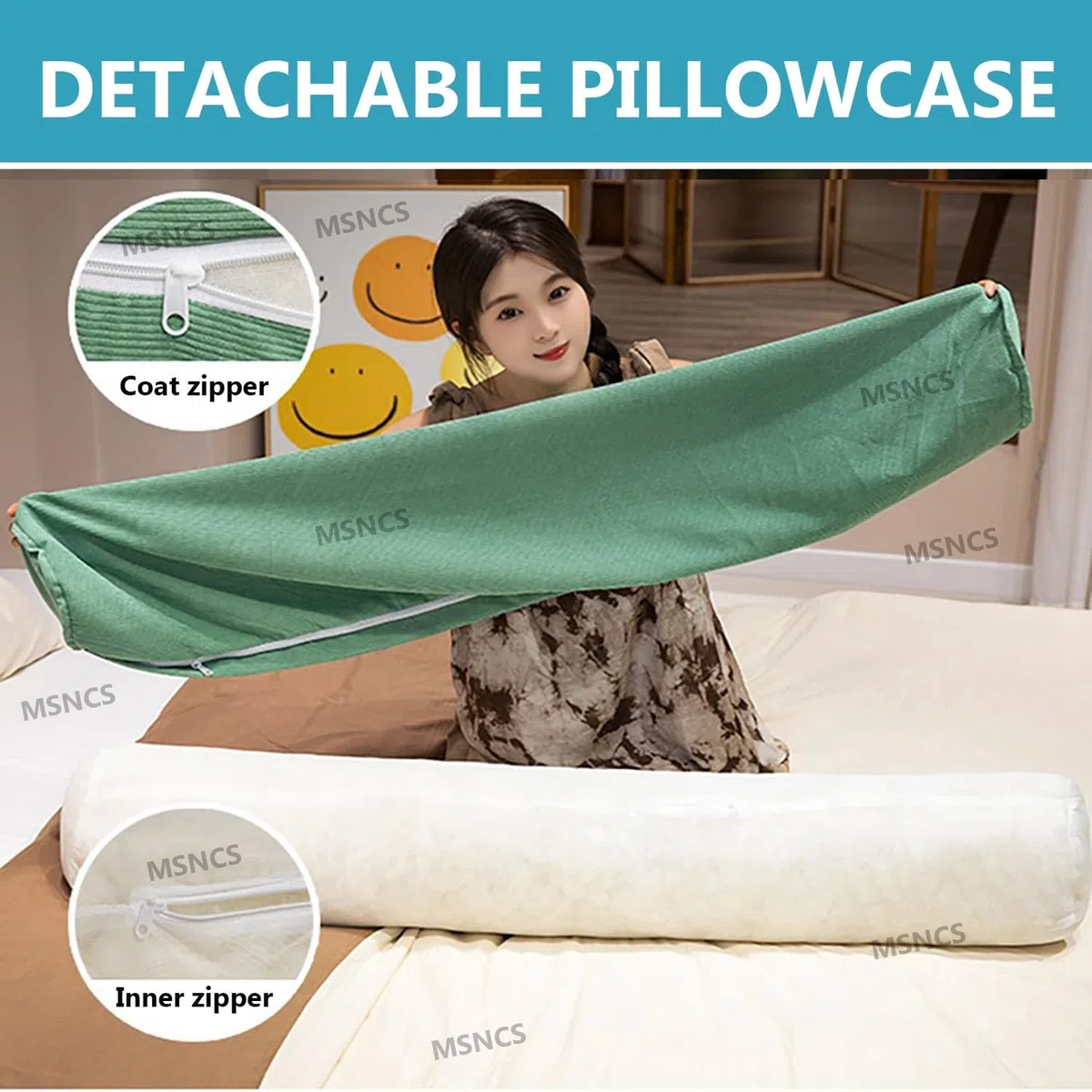 Almohada Larga para Cama 60/80/100/120/150cm Cojín Cilíndrico Redondo, Almohada Cilíndrico Rollo Cojín Cilíndrico Suave, para Lumbar/Cuello/Espalda/Cabeza(Gris,20cmx120cm)