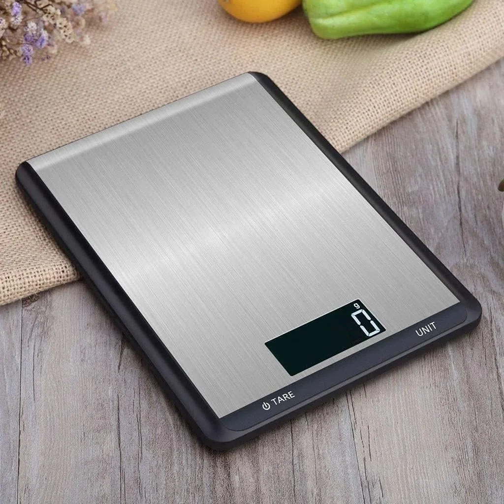 Báscula de cocina para alimentos, gramos y onzas digitales para pérdida de peso, hornear, cocinar, keto y preparación de comidas, acero inoxidable 304