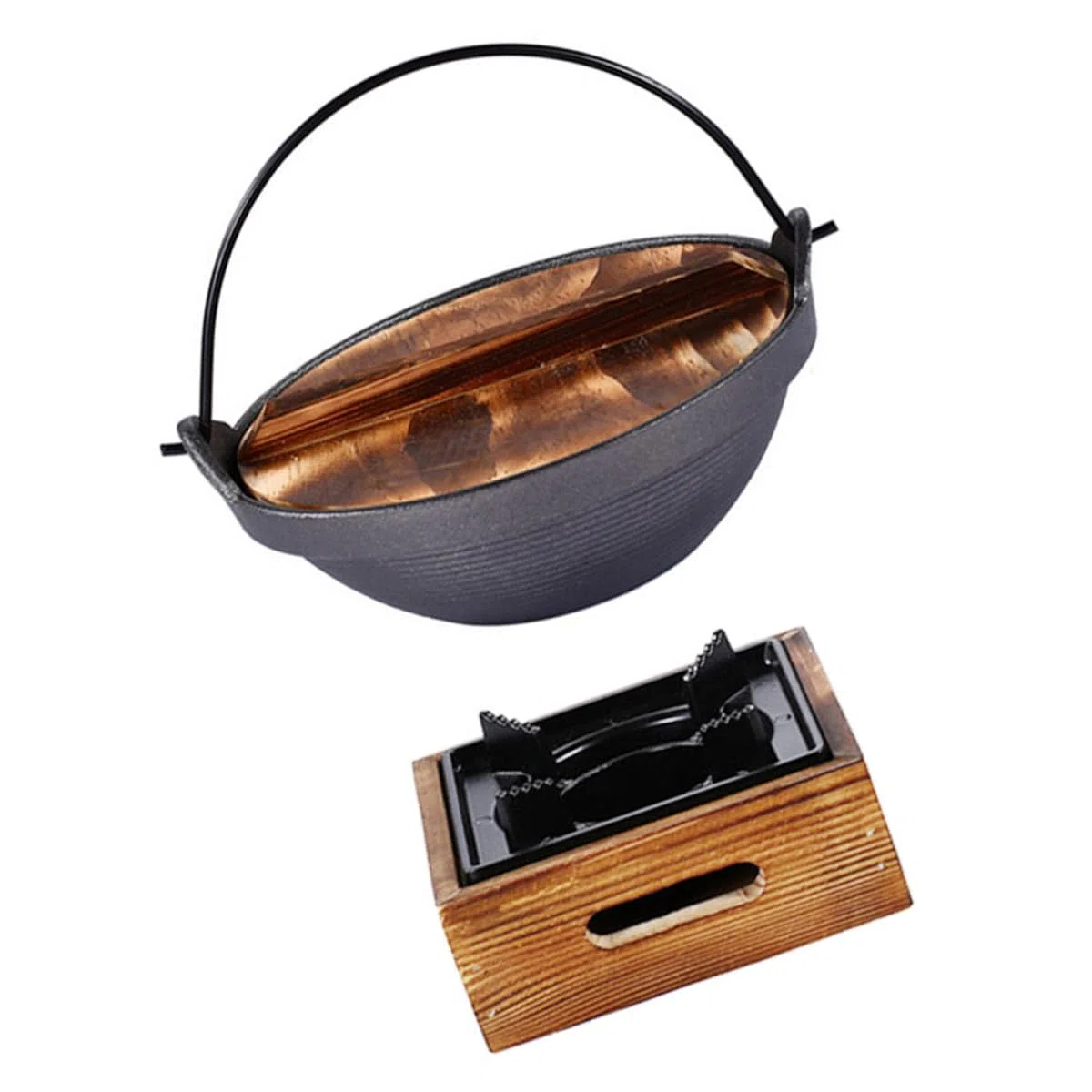 Cabilock Olla de Hierro Fundido Adecuado para Estofados y Uso en Inducción Resistente al Óxido y Fácil de Limpiar para Cocina Japonesa