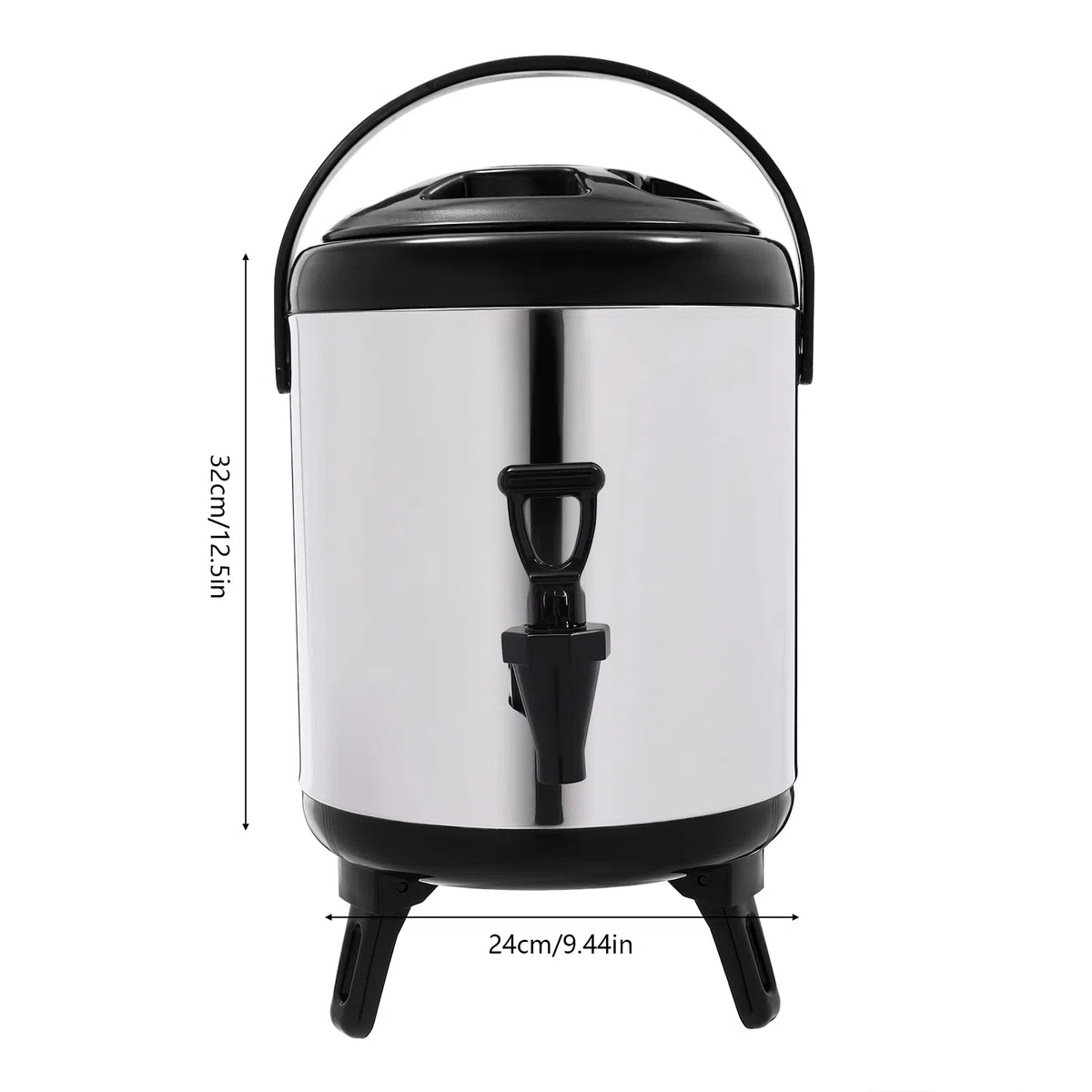 Dispensador de bebidas aislado de acero inoxidable con grifo, urna de catering para agua caliente, jugo, café, té, cubo térmico para fiestas