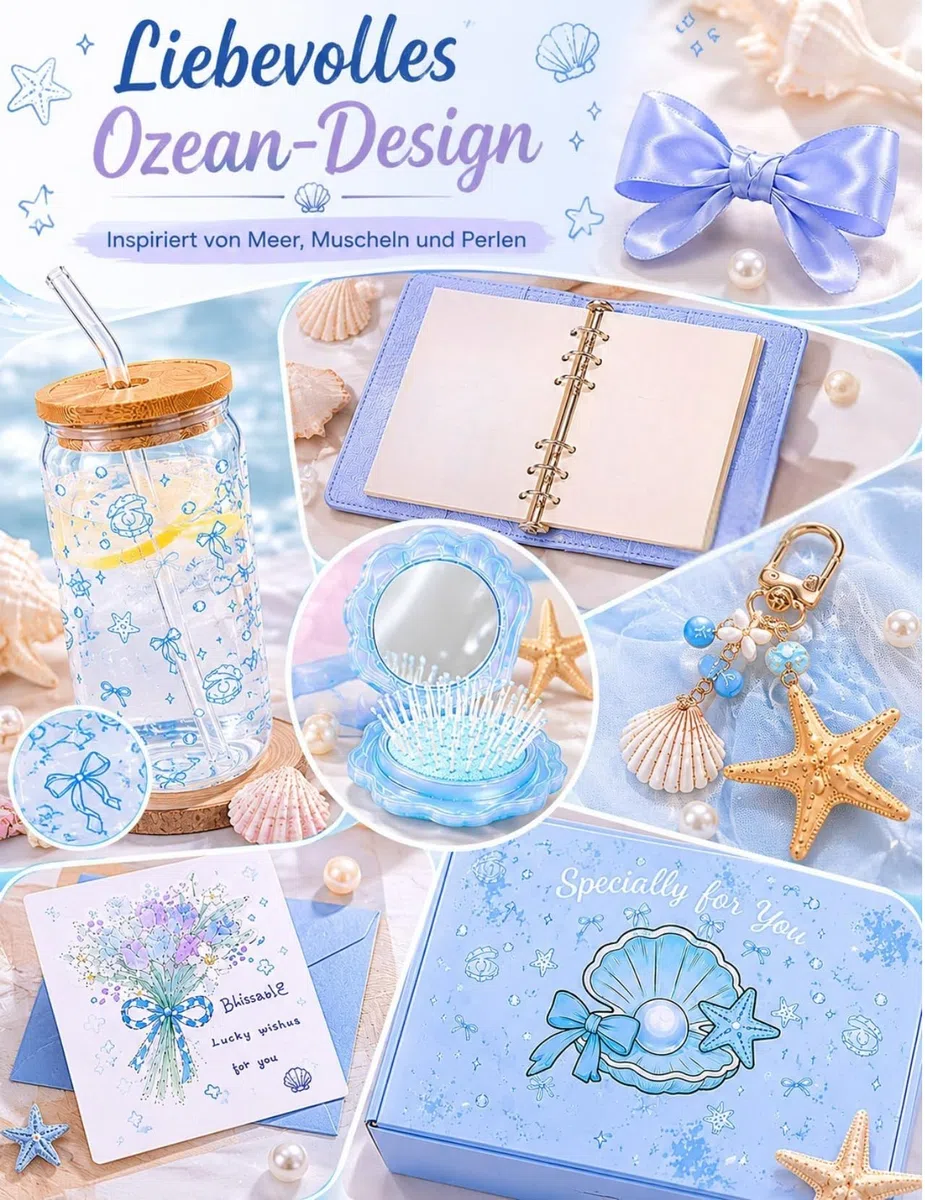 Regalos para Niña 10 11 12 13 14 15 Años, Regalo Cumpleaños Niña Adolescente, Caja de Regalo Aesthetic con Vaso de Cristal, Cuaderno, Espejo y Tarjeta, Regalo Amiga Hermana