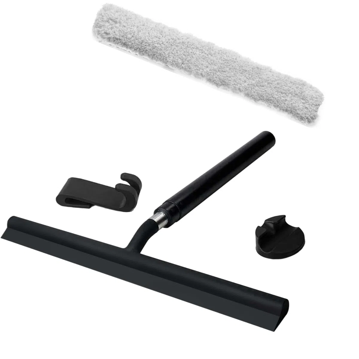 Estropajo telescópico de silicona con cubiertas de tela y gancho, ideal para ducha, vidrio, azulejos, suelos, espejos. Herramienta de limpieza versátil para el baño
