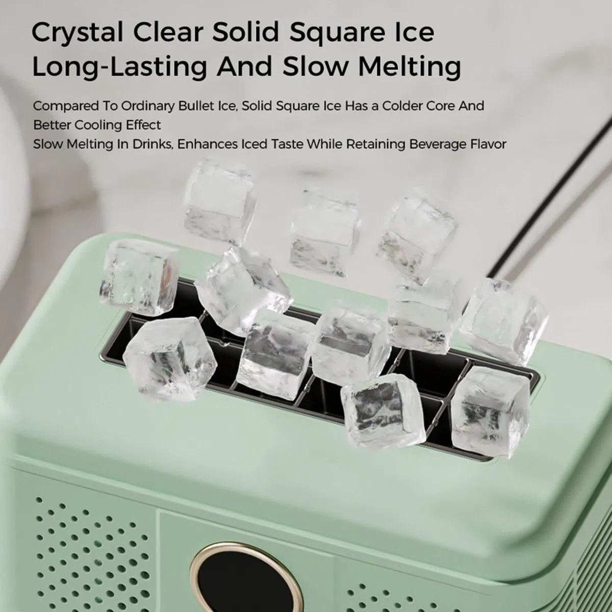 Mini Máquina De Hielo Portátil, 12 Cubos En 15-20 Minutos, Máquina Compacta De Hielo De Escritorio, con Alimentación para Coche, Fabricación De Hielo Automática Y Fácil Liberación