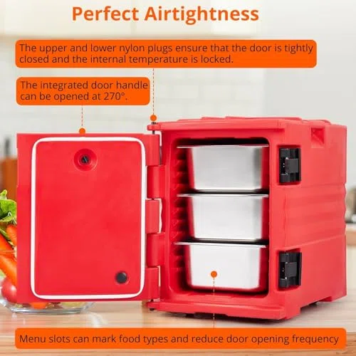 Calentador de alimentos para catering con asas laterales elásticas y hebillas, fácil transporte para reuniones familiares, cantinas, restaurantes