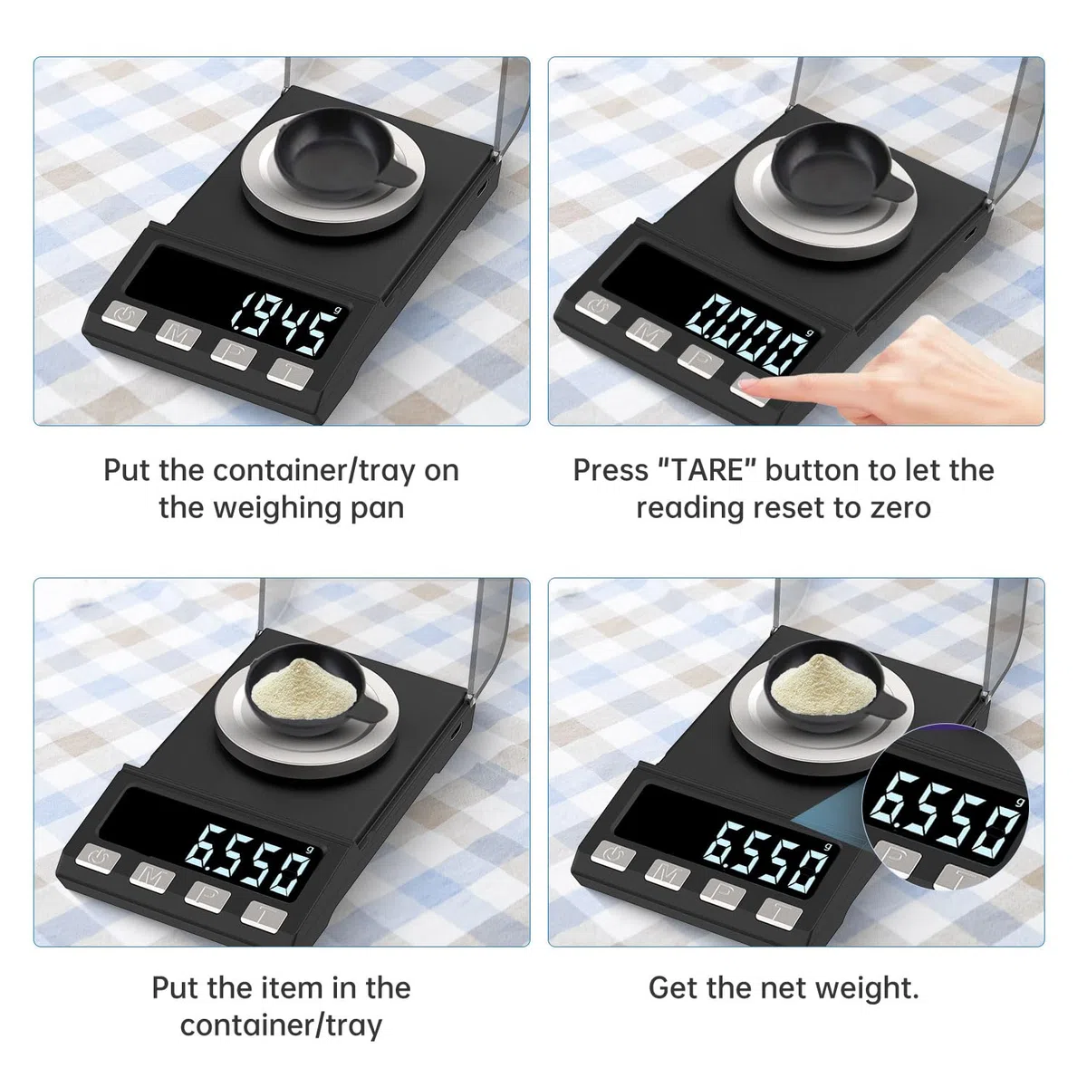 Báscula digital de miligramos de 100 g/0,001 g, recargable, báscula portátil de alta precisión, báscula de polvo, microescala para medicina en polvo, oro, gema, recarga, peso de calibración