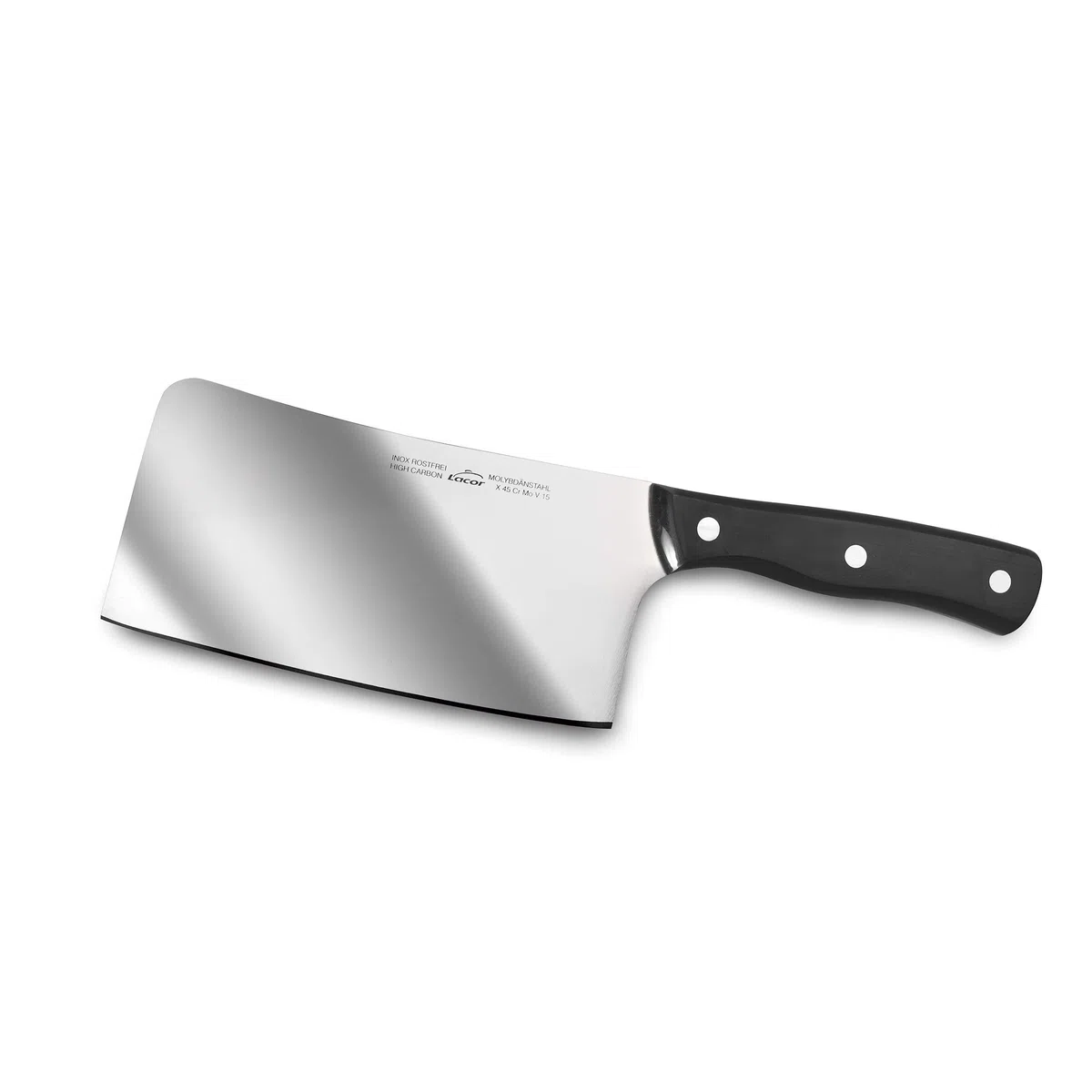 LACOR - 39018 - Macheta Cocina, Cuchillo Profesional Carnicero, Hacha de Cocina, Acero Inoxidable, Mango ergonómico, Medida hoja 17 x 8cm, Negro
