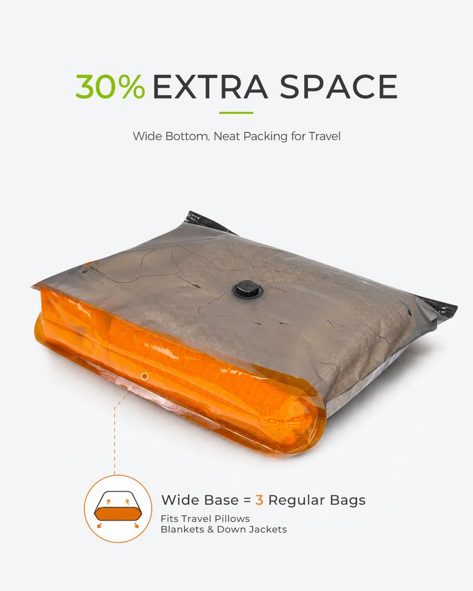 Vacbird Bolsas de almacenamiento al vacío con bomba recargable para viajes, paquete de 20