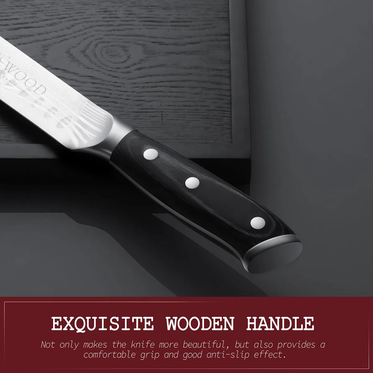 YFWOOD Cuchillo jamonero, cuchillo rebanador afilado de 30 cm, para salmón, para kebab, para carne y barbacoa, diseño de mango ergonómico, caja de regalo