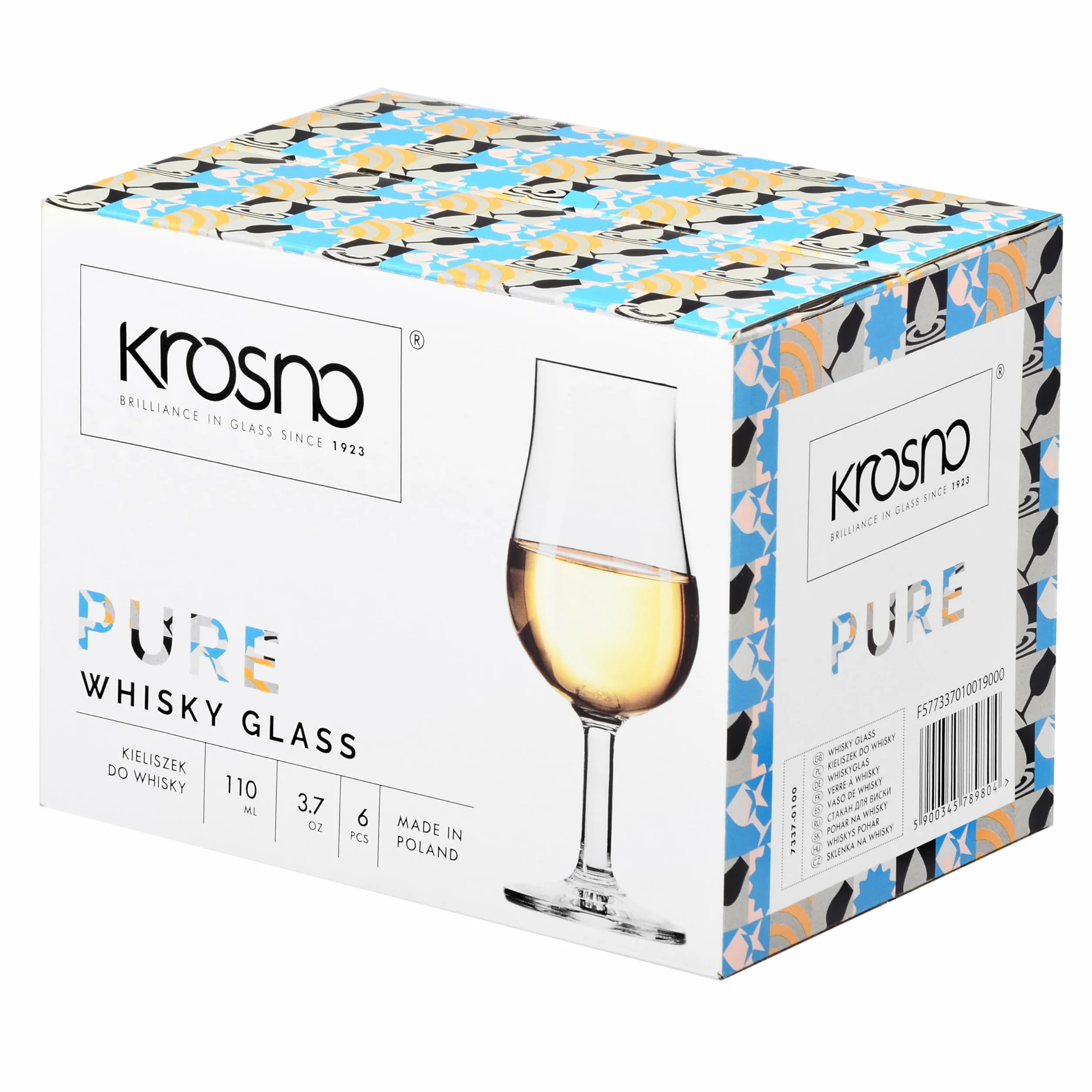 Krosno Vasos de cata para whisky | Juego de 6 | 110 ml | Colección Pure | Ideal para casa, restaurantes y fiestas | Apto para lavavajillas | Cristal sin plomo