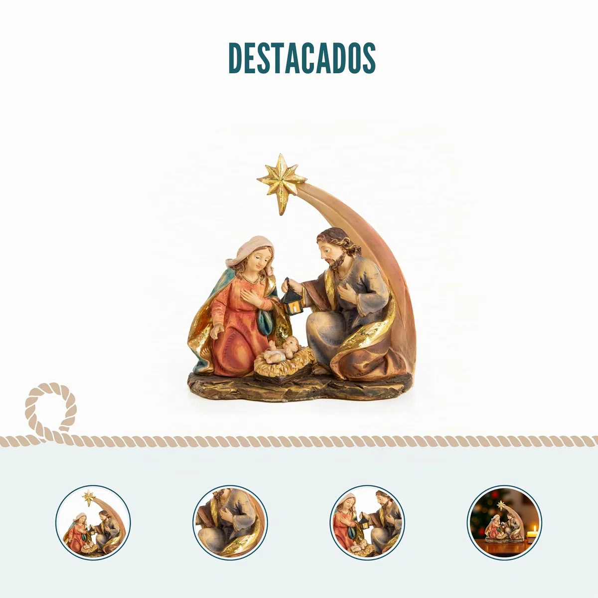 Logbuch-Verlag Belén pequeño, 12 x 11,5 cm: decoración navideña con Sagrada Familia, Pesebre Navidad de Resina, Figuras religiosas Interiores, Adorno clásico para Mesa y hogar, símbolo Amor y Paz
