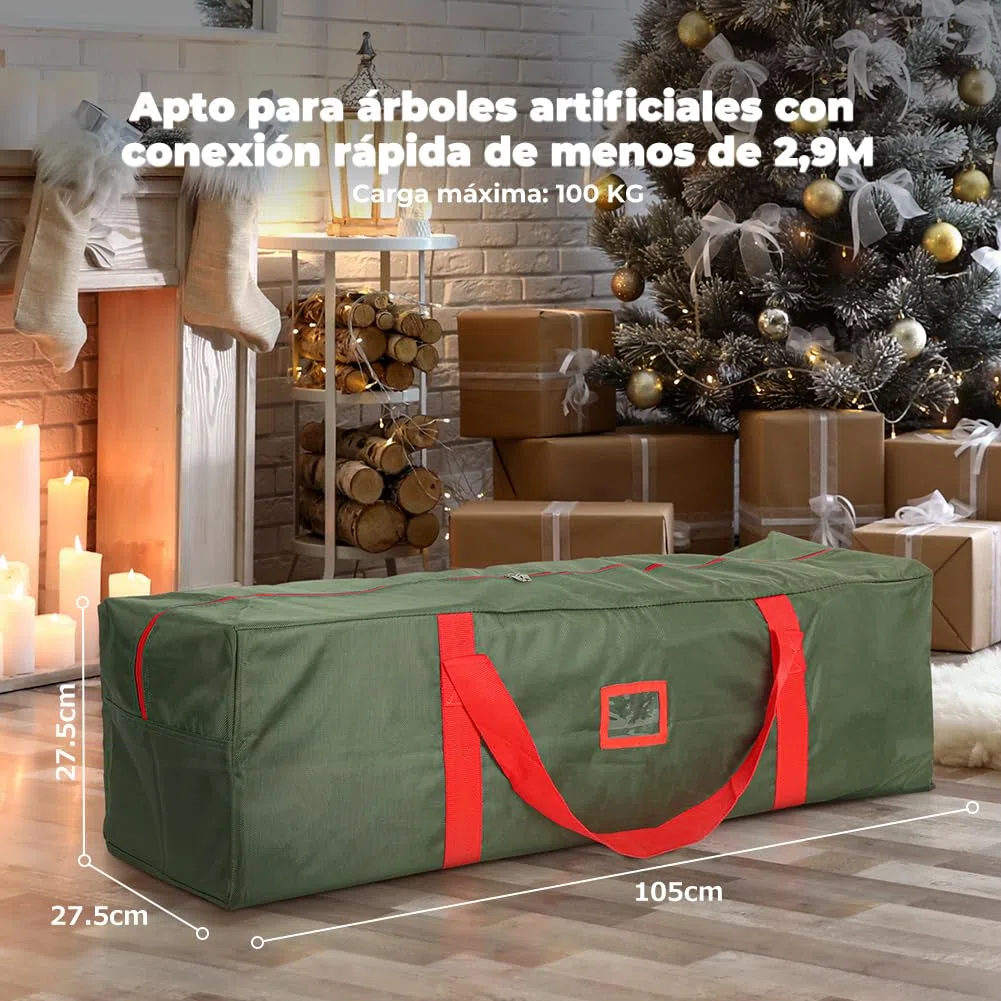 OUSFOT Bolsa para Árbol de Navidad, Bolsa Porta Árboles Impermeable de 180 cm en Tela Oxford 1680D con Asas Reforzadas y Resistentes, para Guardar Adornos Navideños