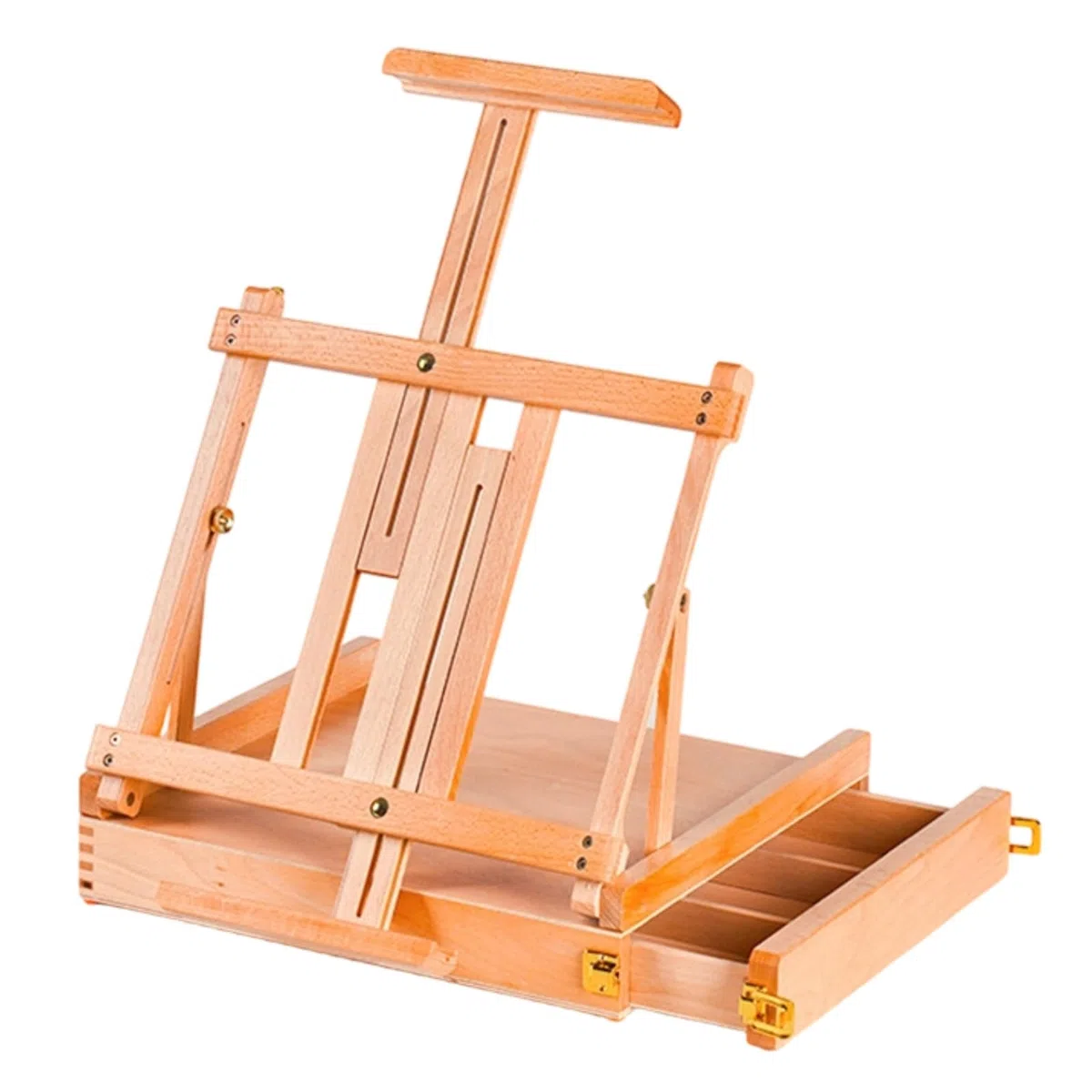 Caballete Maletín Portátil Caballete Mesa con Cajón Resistente Atril para Pintores, Color Madera Original