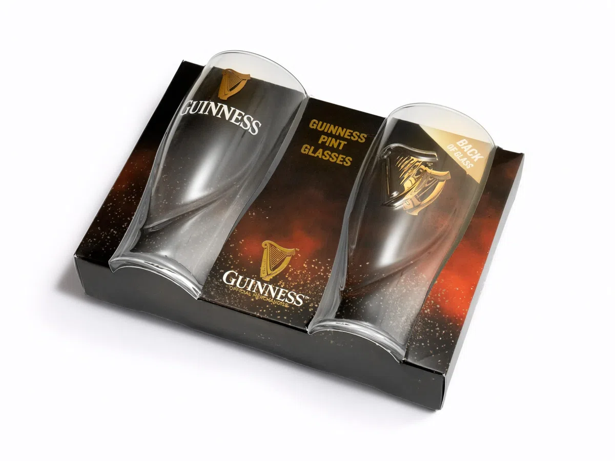 Guinness – Juego de 2 vasos con diseño de arpa