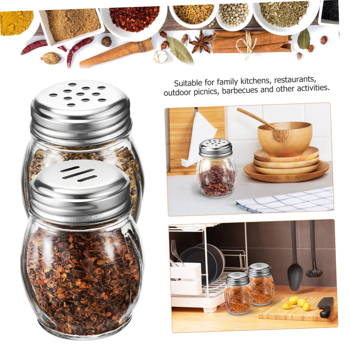 GLEAVI 10 piezas Botellas de Condimentos Transparentes con Dos Tipos de Tapas Saleros y Pimenteros Portátiles para Cocina Hogar y Barbacoa Exterior