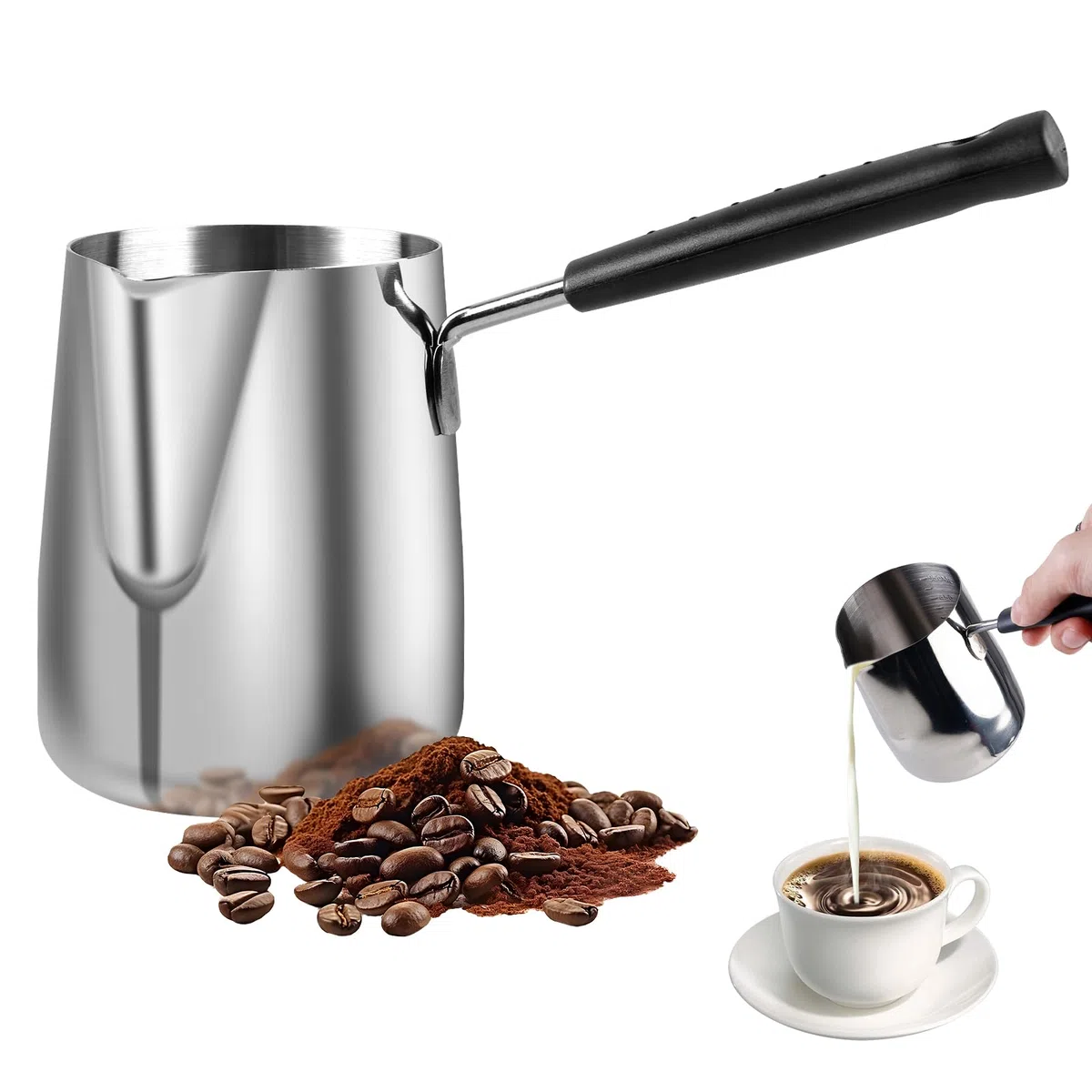 Cafetera Turca 600ml, Olla de Cobre para Café Turco, Cafetera Griega Árabe, Cezve de Cobre Martillado, Cafetera de Estufa, Cafetera de Cobre, Cezve Turco