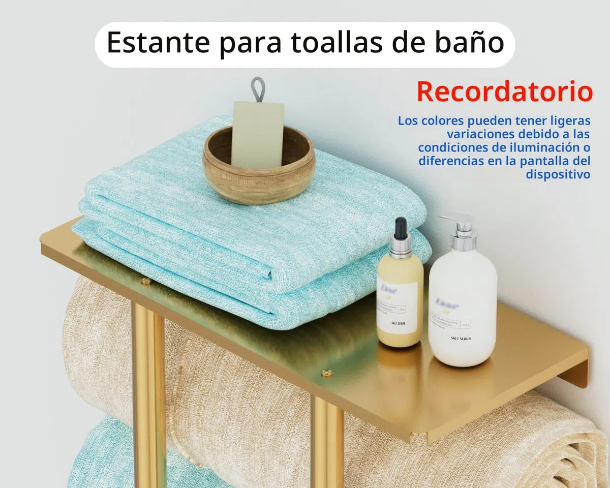 Toalleros de Baño Pared BETHOM Dorado 50 CM Colgador de Toallas para el Baño con Balda y 3 Ganchos Acero Inoxidable Soporte Toallas Baño de Almacenamiento para Toallas 3 Enrolladas