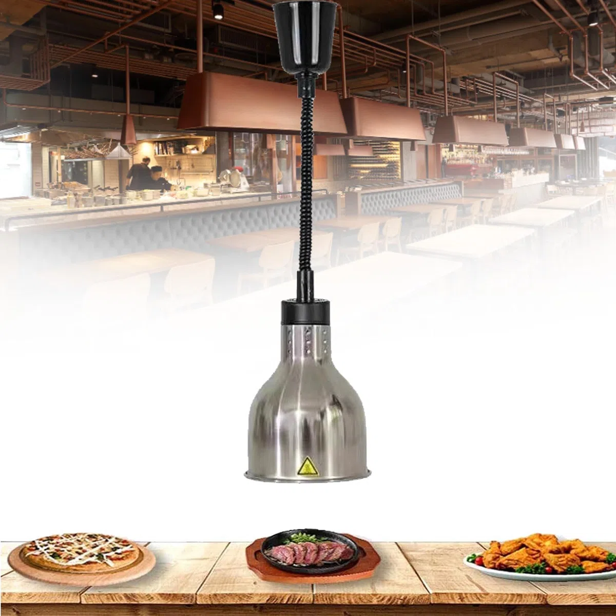 Lámpara Colgante de Calor para Alimentos, 250 Vatios, Luz para Calentar Alimentos, Lámparas para Calentar Alimentos para Buffet, Comerciales para Alimentos Fritos (60-180 Cm),Silver