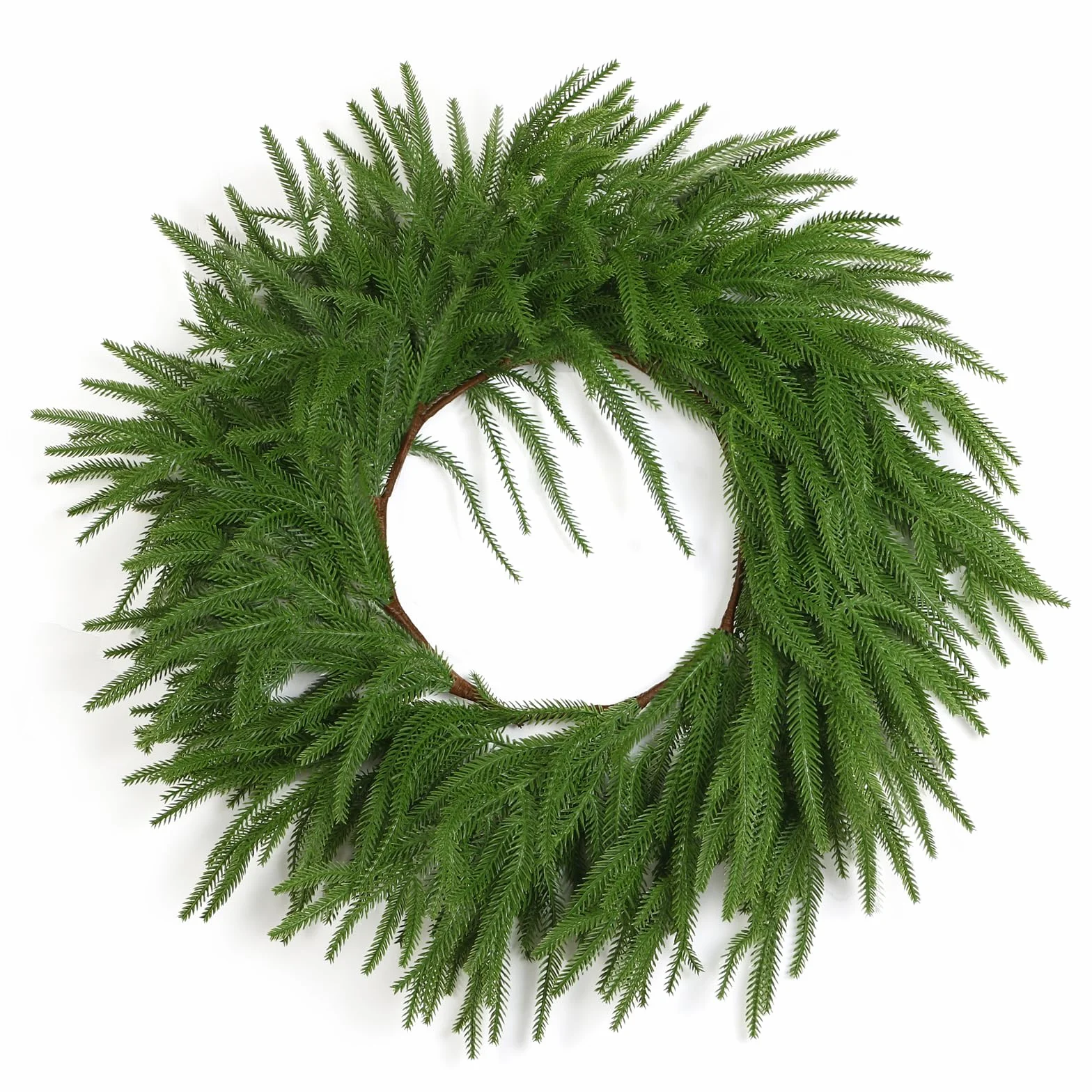 Dremisland 60cm Grande Corona Navidad de Puerta Pino Norfolk Artificial Guirnalda Navideña Decoración Corona de Puerta Delantera para Balcón Adornos de Fiesta