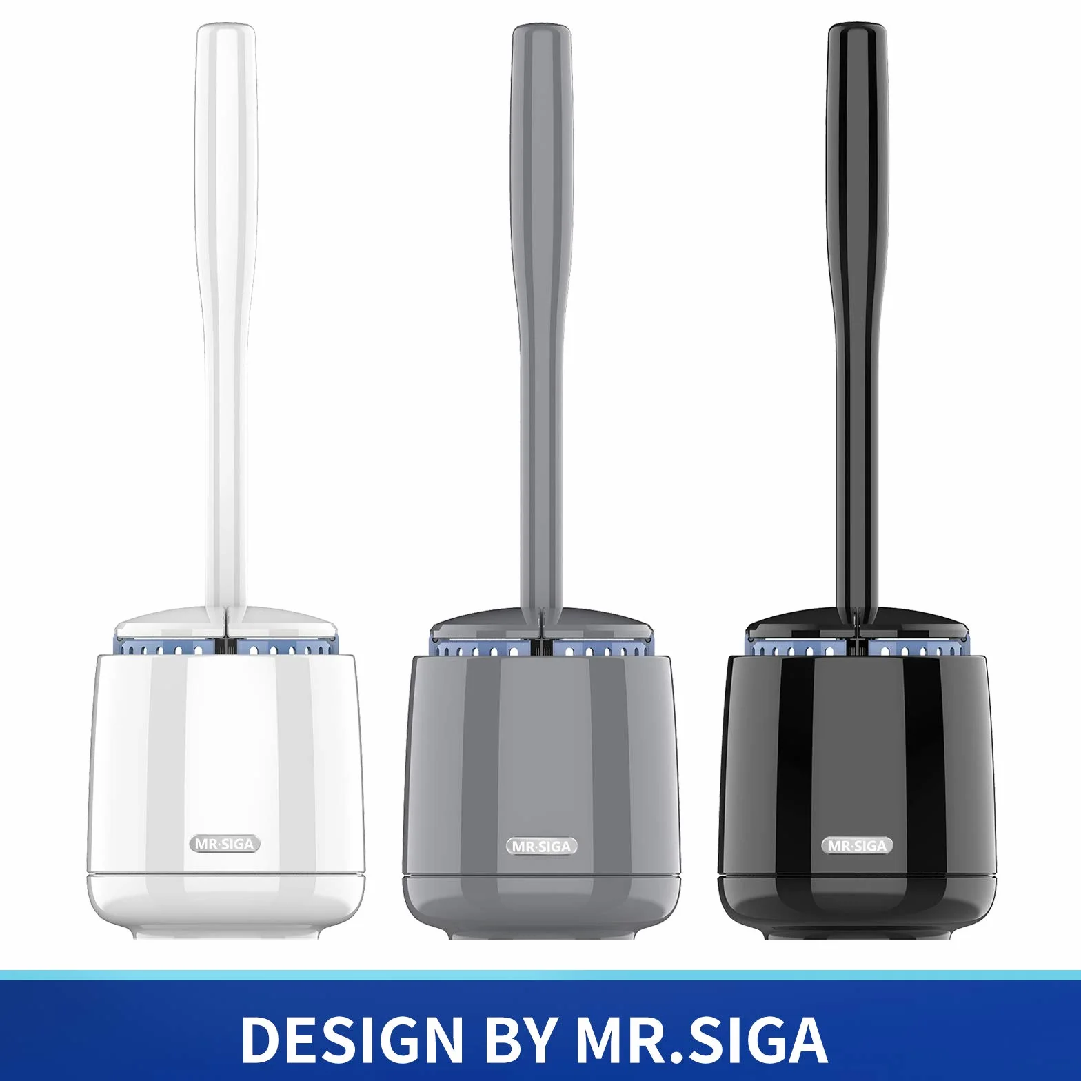 MR.SIGA Premium Cepillo y Soporte para Inodoro con Mango sólido y cerdas duraderas para la Limpieza del baño, Blanco