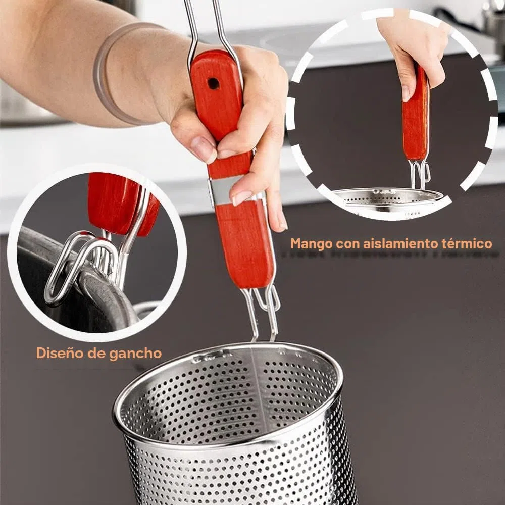 Colador de pasta de acero inoxidable microperforado para alimentos,colador profundo de cocina,2 piezas de colador (diámetro de 5.5 pulgadas,14 cm)