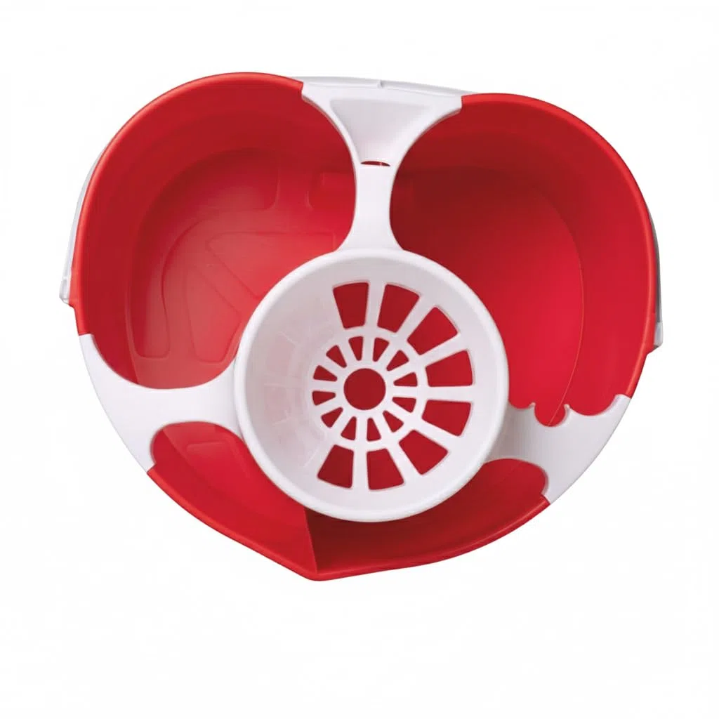 Splitter - Cubo de Limpieza Doble Compartimento | 14L de Capacidad | Separa Agua Limpia y Sucia | Compacto, Fácil de Usar y Profesional | Color Rojo