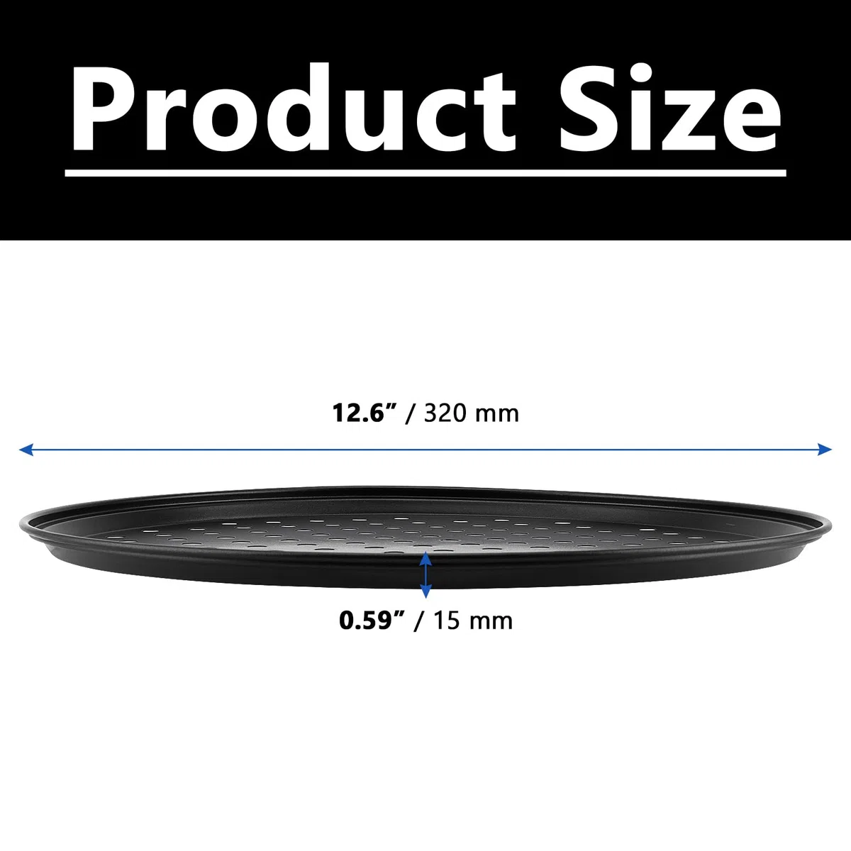 4 bandejas para pizza redondas de 32 cm, antiadherente, con agujeros, bandeja para pizza perforada, acero al carbono, molde para pizza