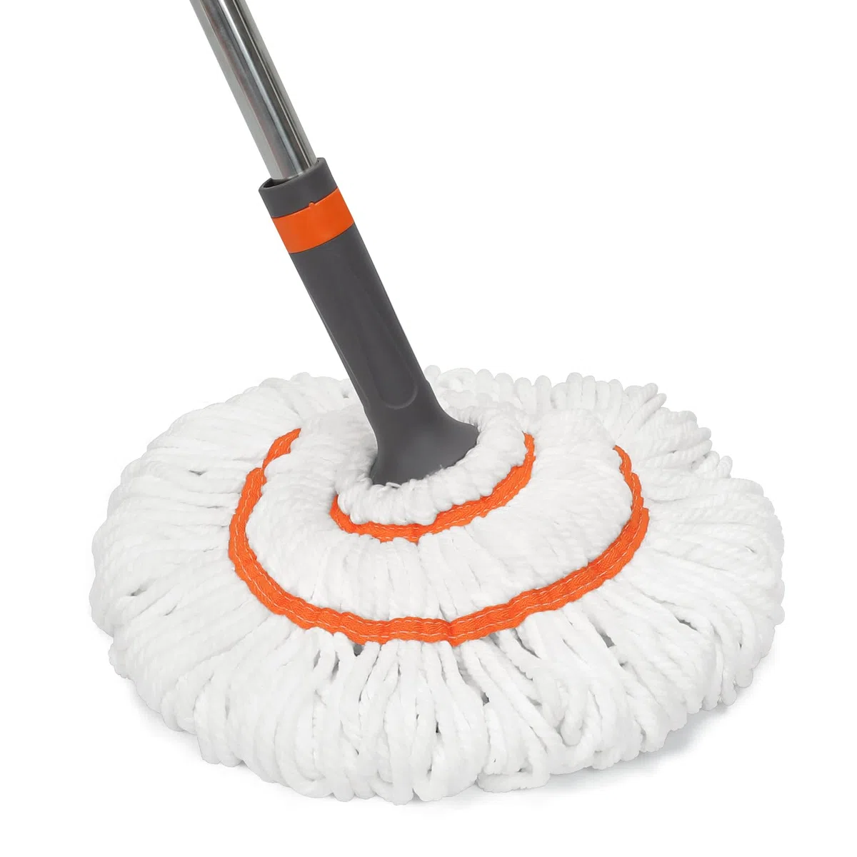 Mopa autoescurridora para suelos de madera dura, mopas giratorias para limpieza de suelos con mango de 55 pulgadas de largo, fregona de cocina/baño con almohadilla de abastecimiento superior