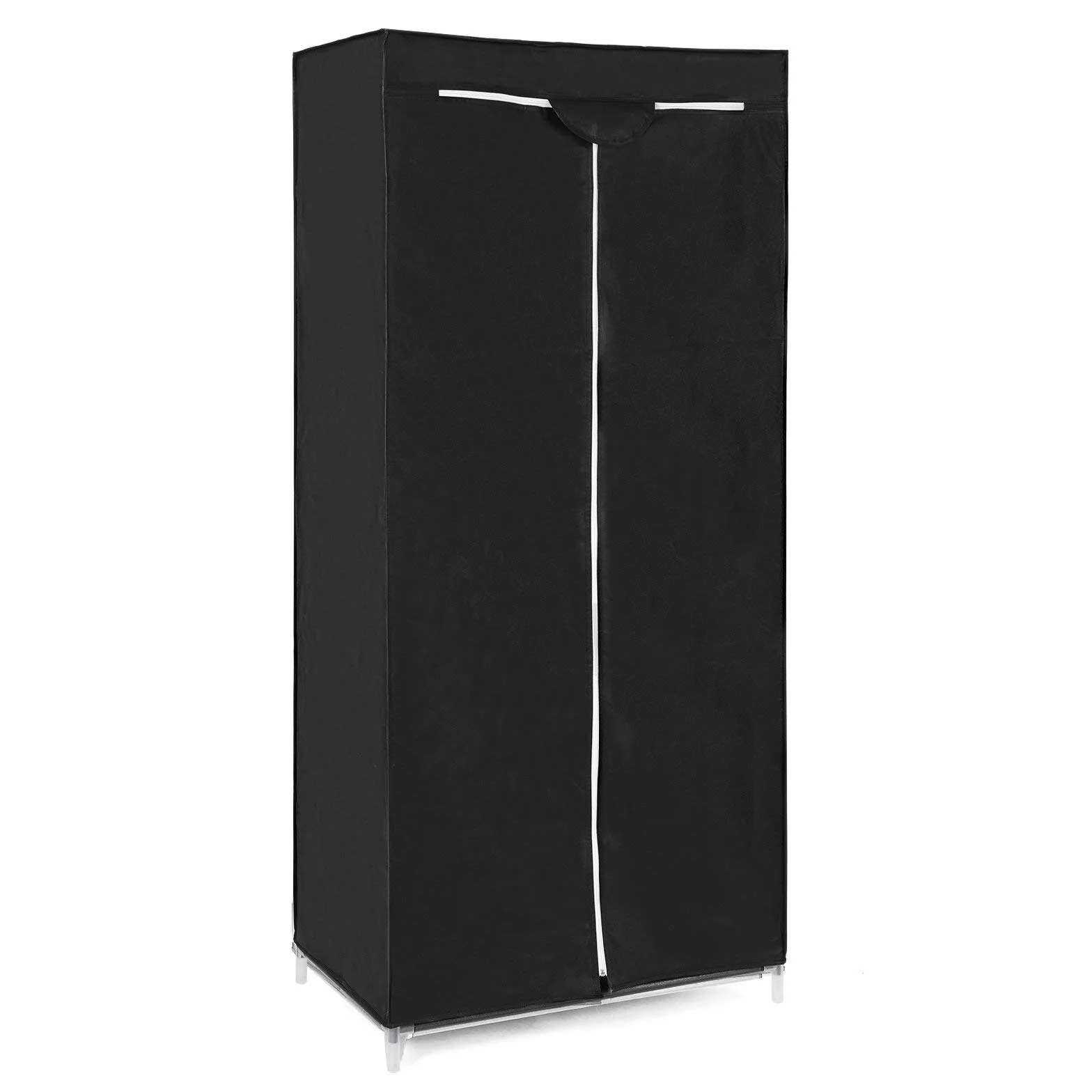 SONGMICS Armario de Tela, Armario Plegable con Barra de Colgar, Perchero Individual, Organizador de Bolsas, Juguetes, Zapatos, Sala, Dormitorio, 75 x 45 x 160 cm, Negro RYG83H